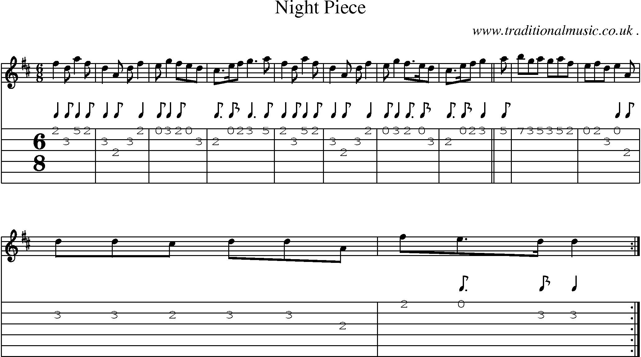 Sheet-Music and Guitar Tabs for Night Piece