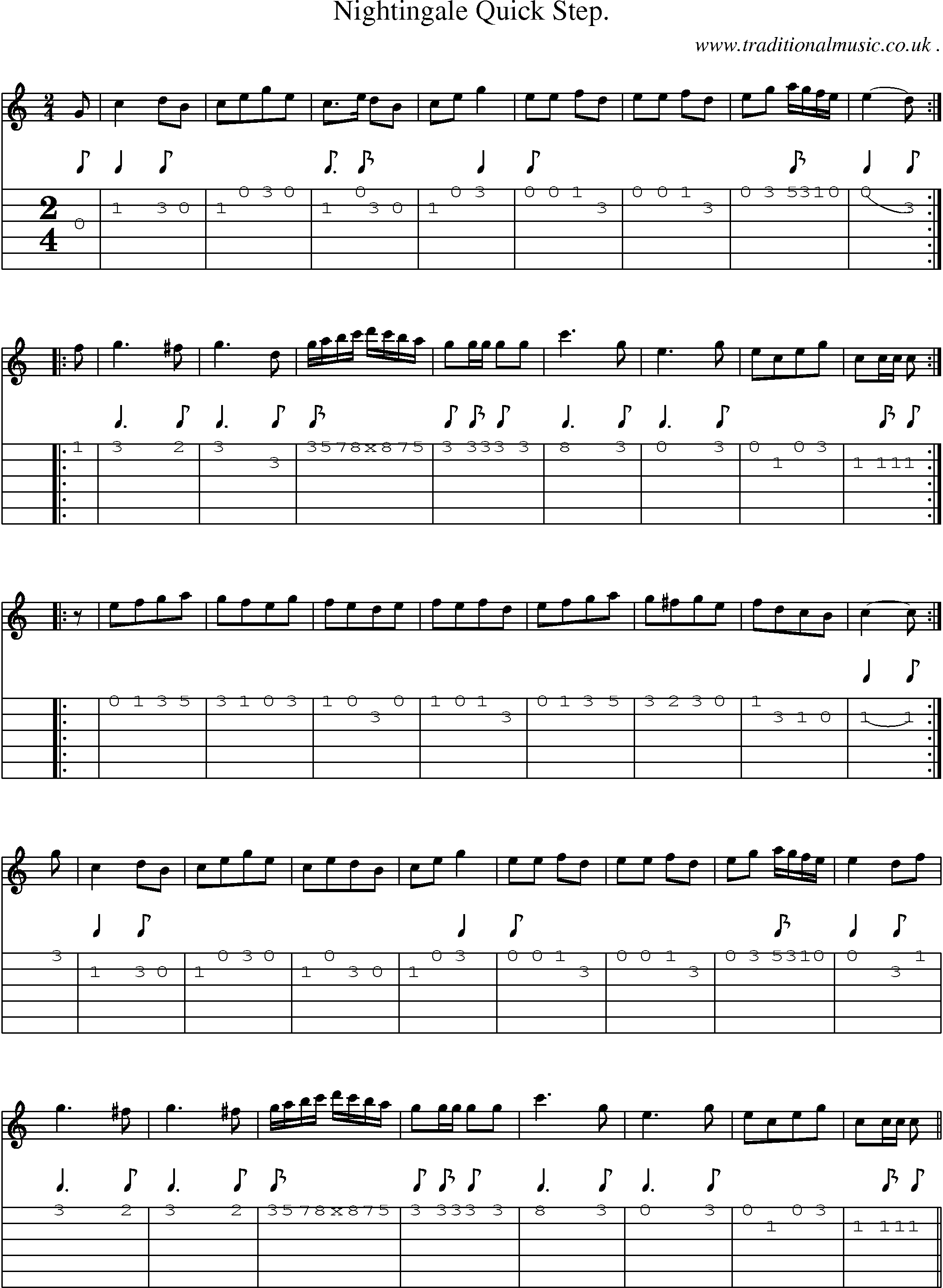 Sheet-Music and Guitar Tabs for Nightingale Quick Step