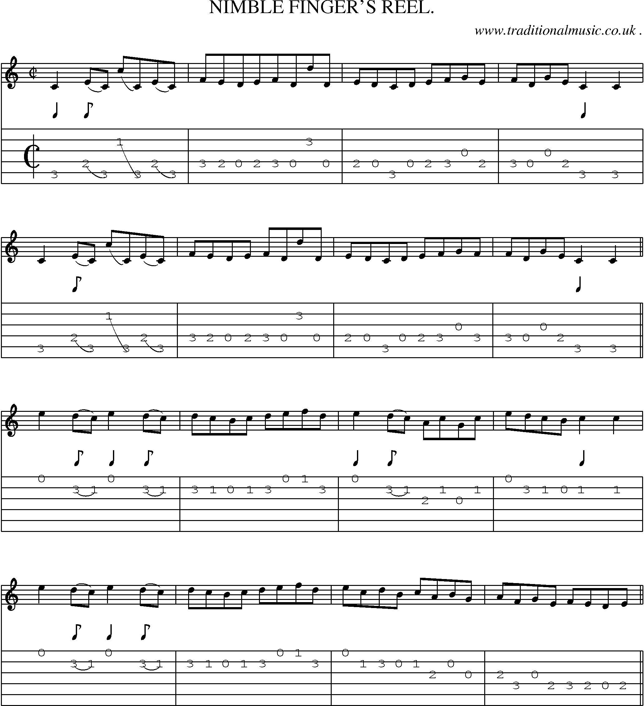 Sheet-Music and Guitar Tabs for Nimble Fingers Reel