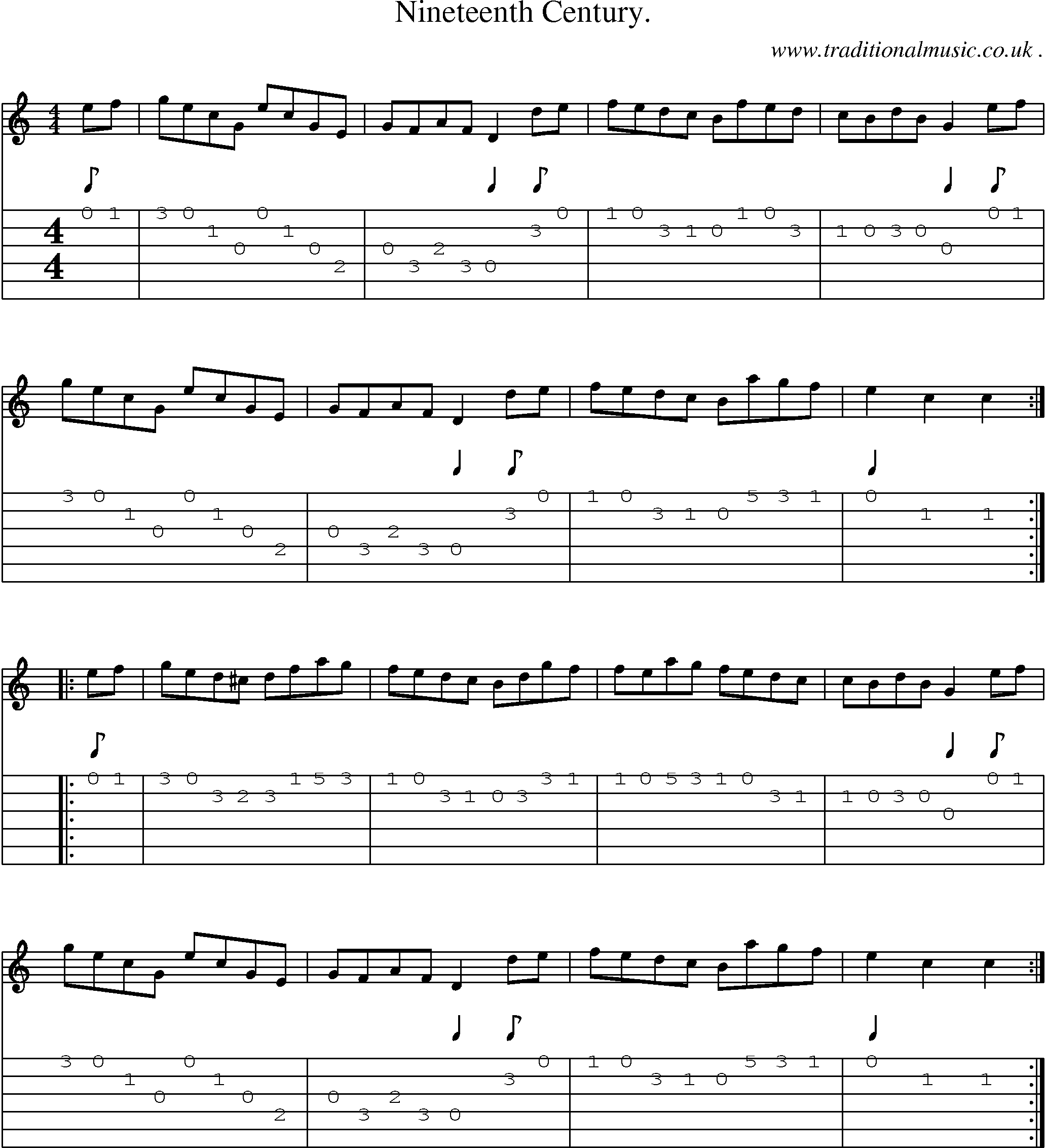Sheet-Music and Guitar Tabs for Nineteenth Century
