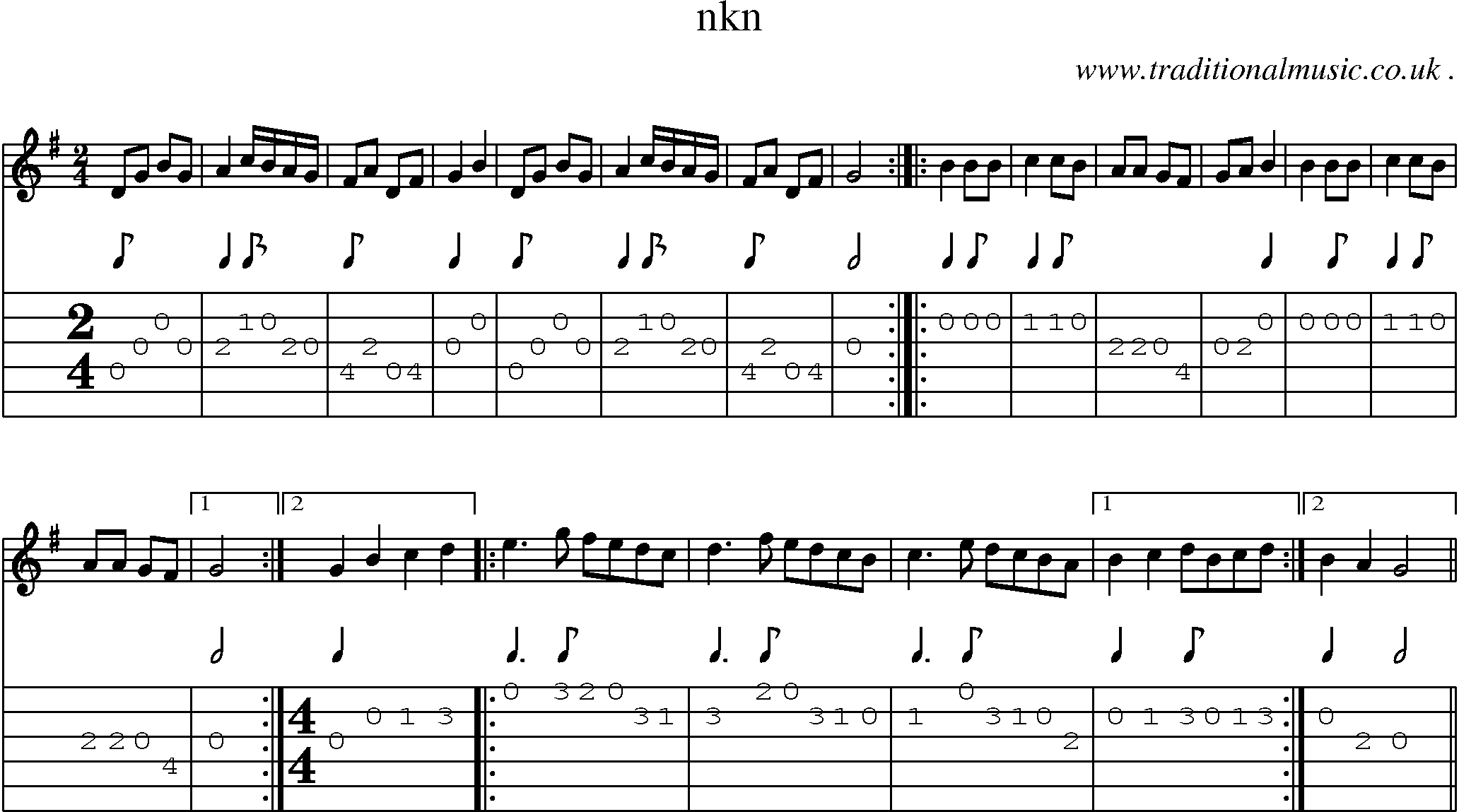 Sheet-Music and Guitar Tabs for Nkn