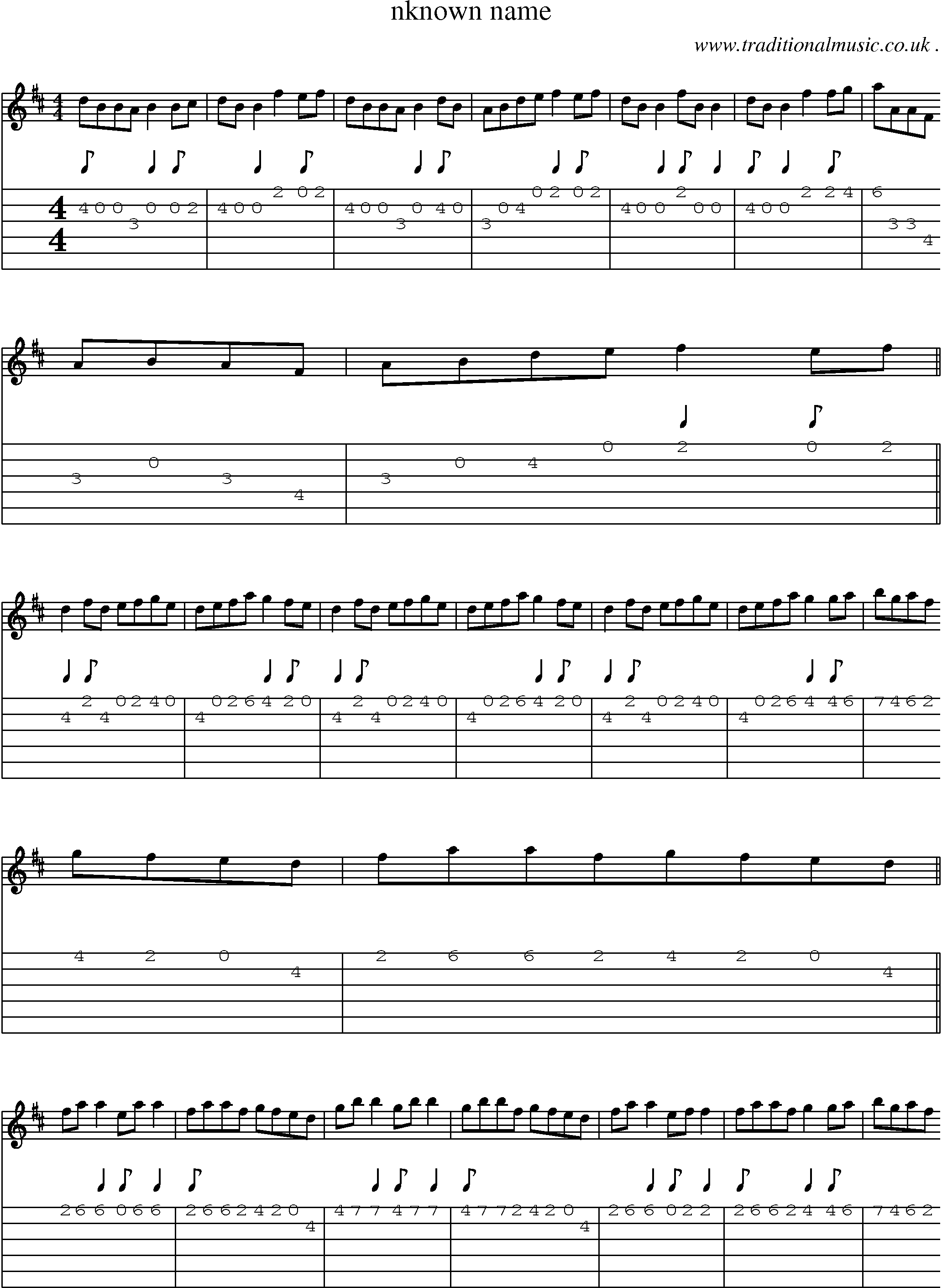 Sheet-Music and Guitar Tabs for Nknown Name