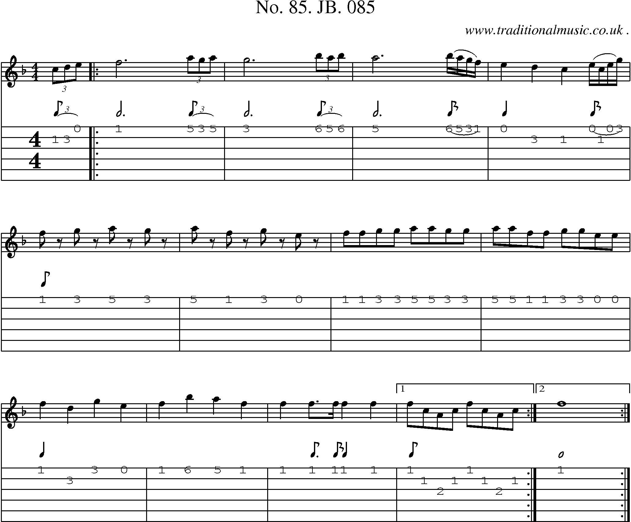 Sheet-Music and Guitar Tabs for No 85 Jb 085