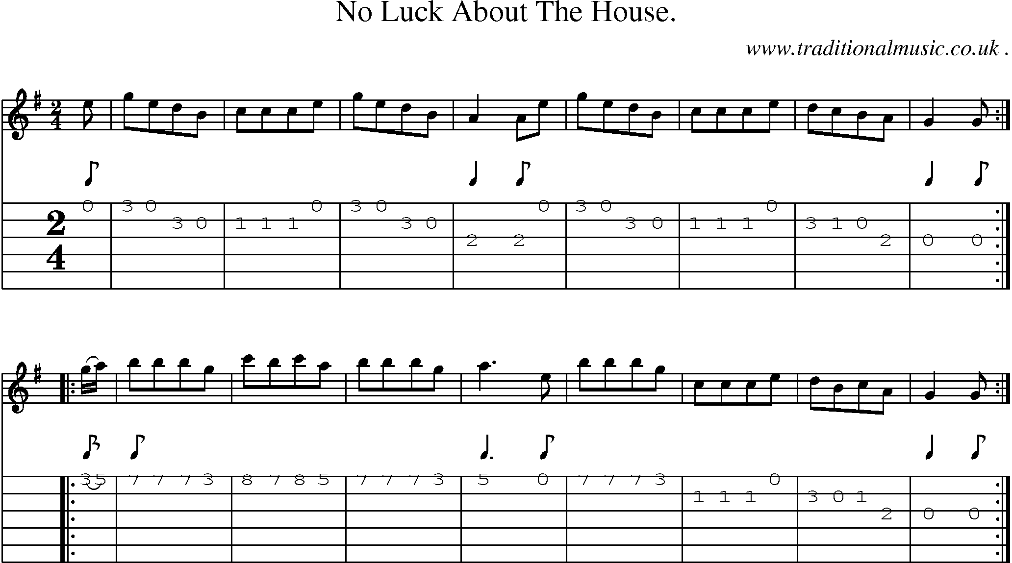 Sheet-Music and Guitar Tabs for No Luck About The House
