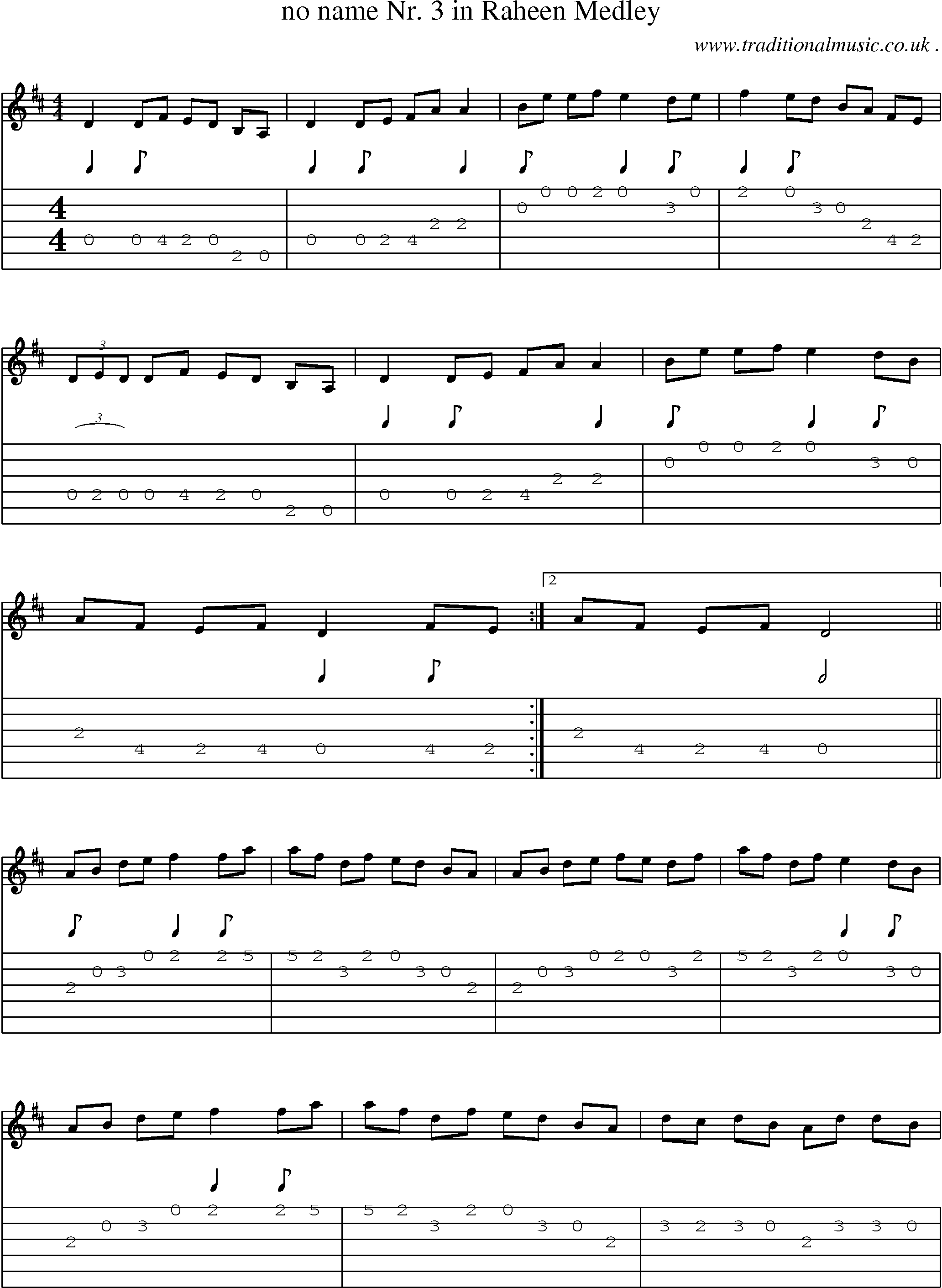 Sheet-Music and Guitar Tabs for No Name Nr 3 In Raheen Medley