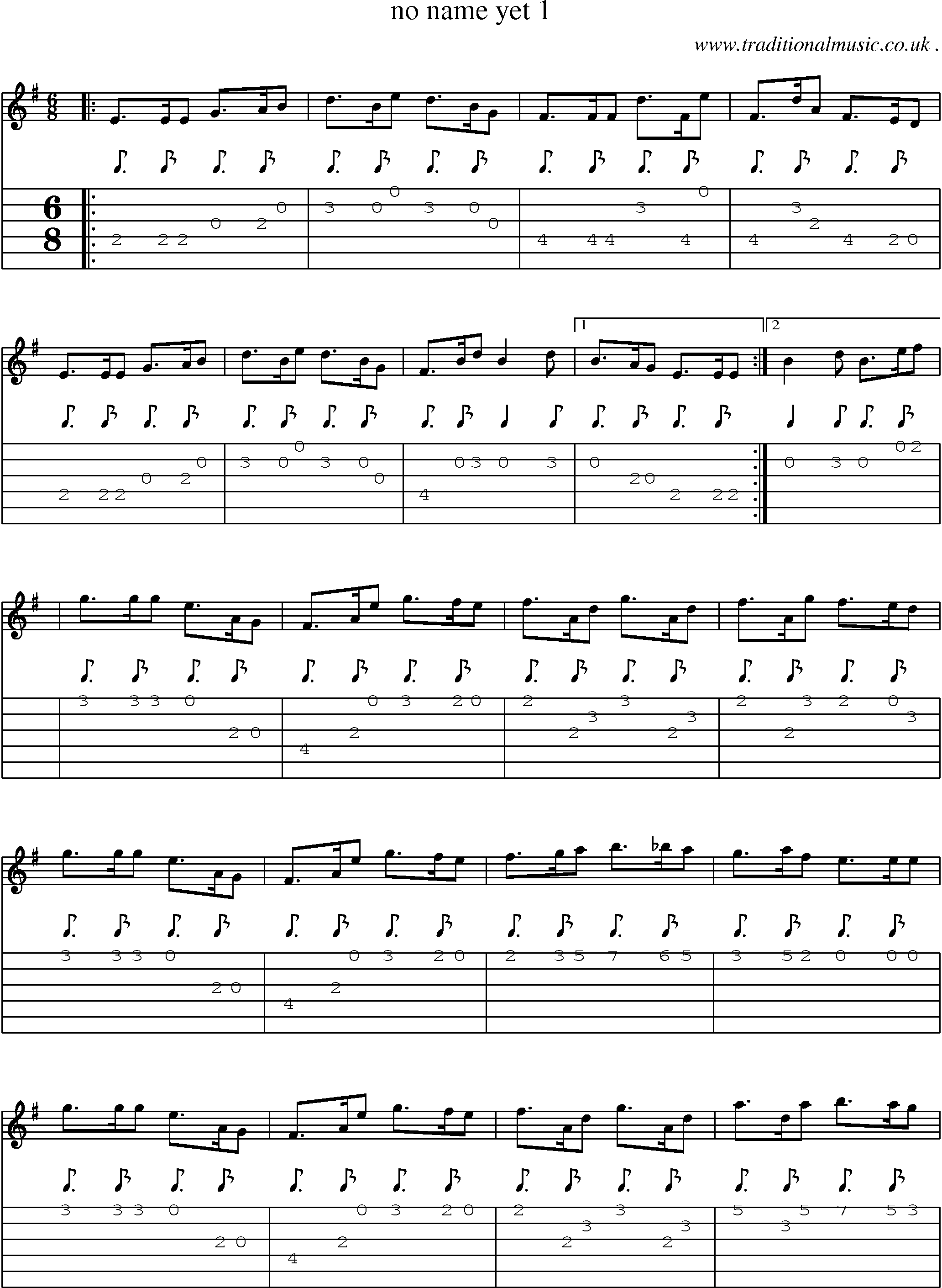 Sheet-Music and Guitar Tabs for No Name Yet 1