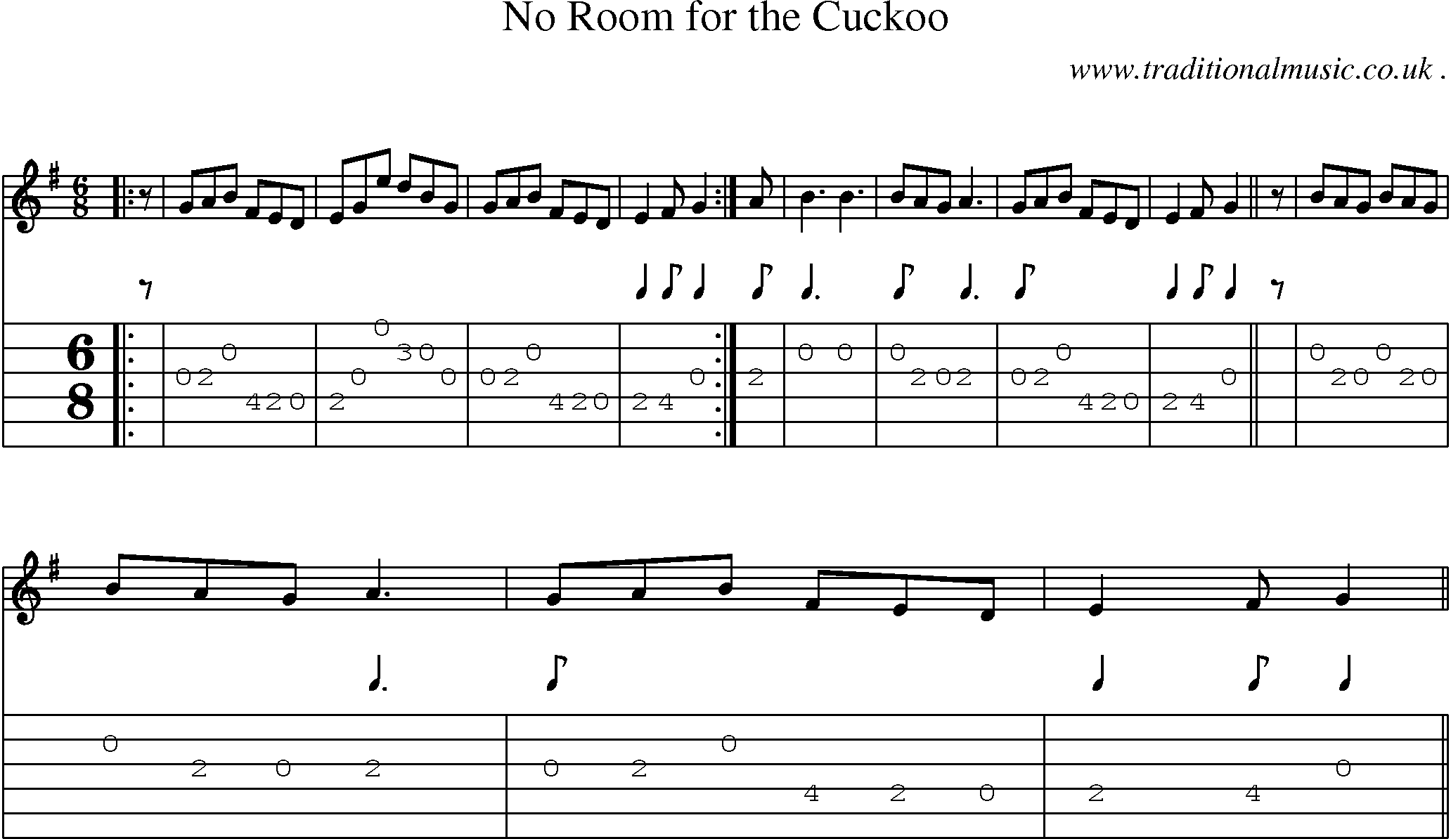 Sheet-Music and Guitar Tabs for No Room For The Cuckoo