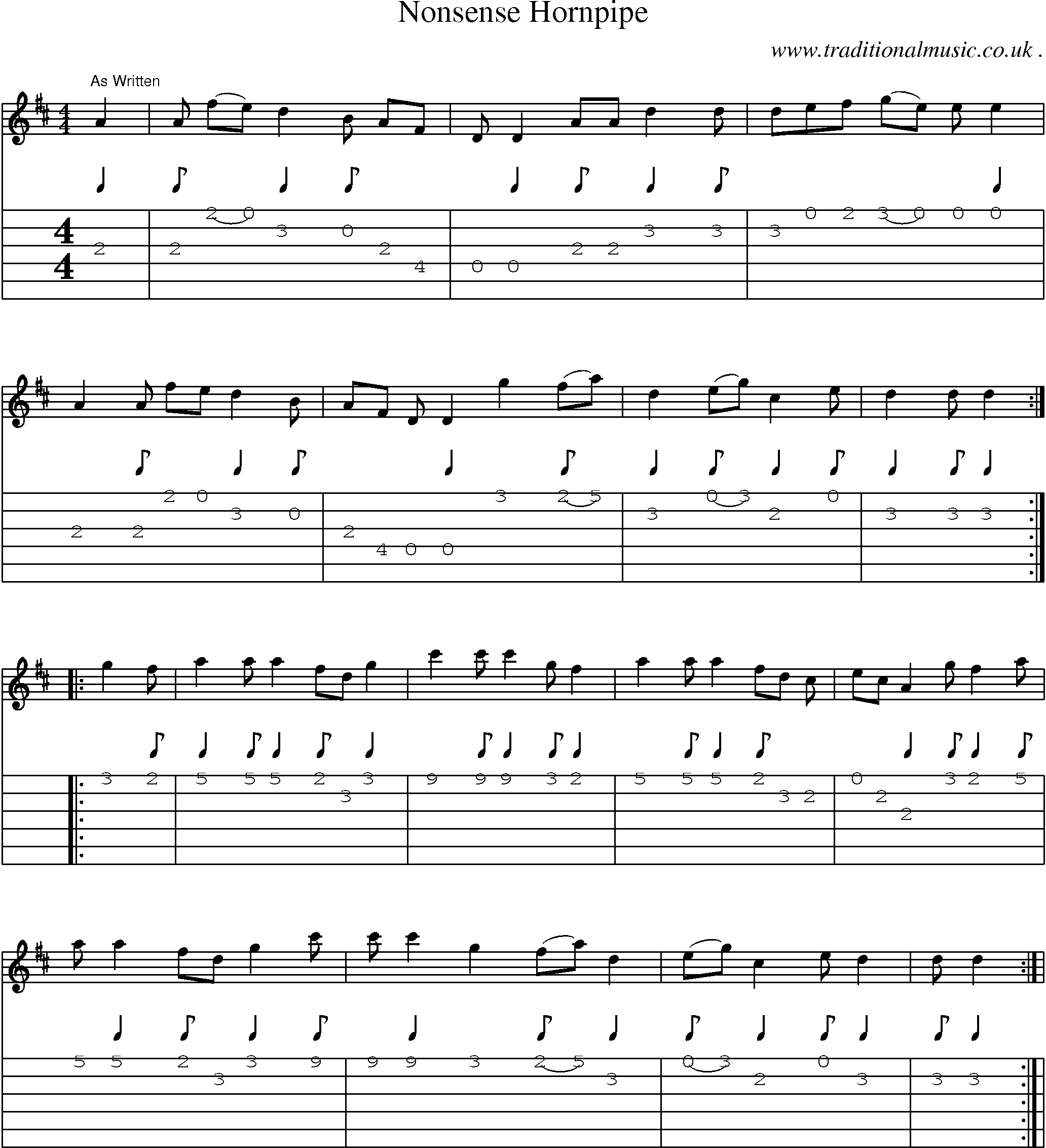 Sheet-Music and Guitar Tabs for Nonsense Hornpipe
