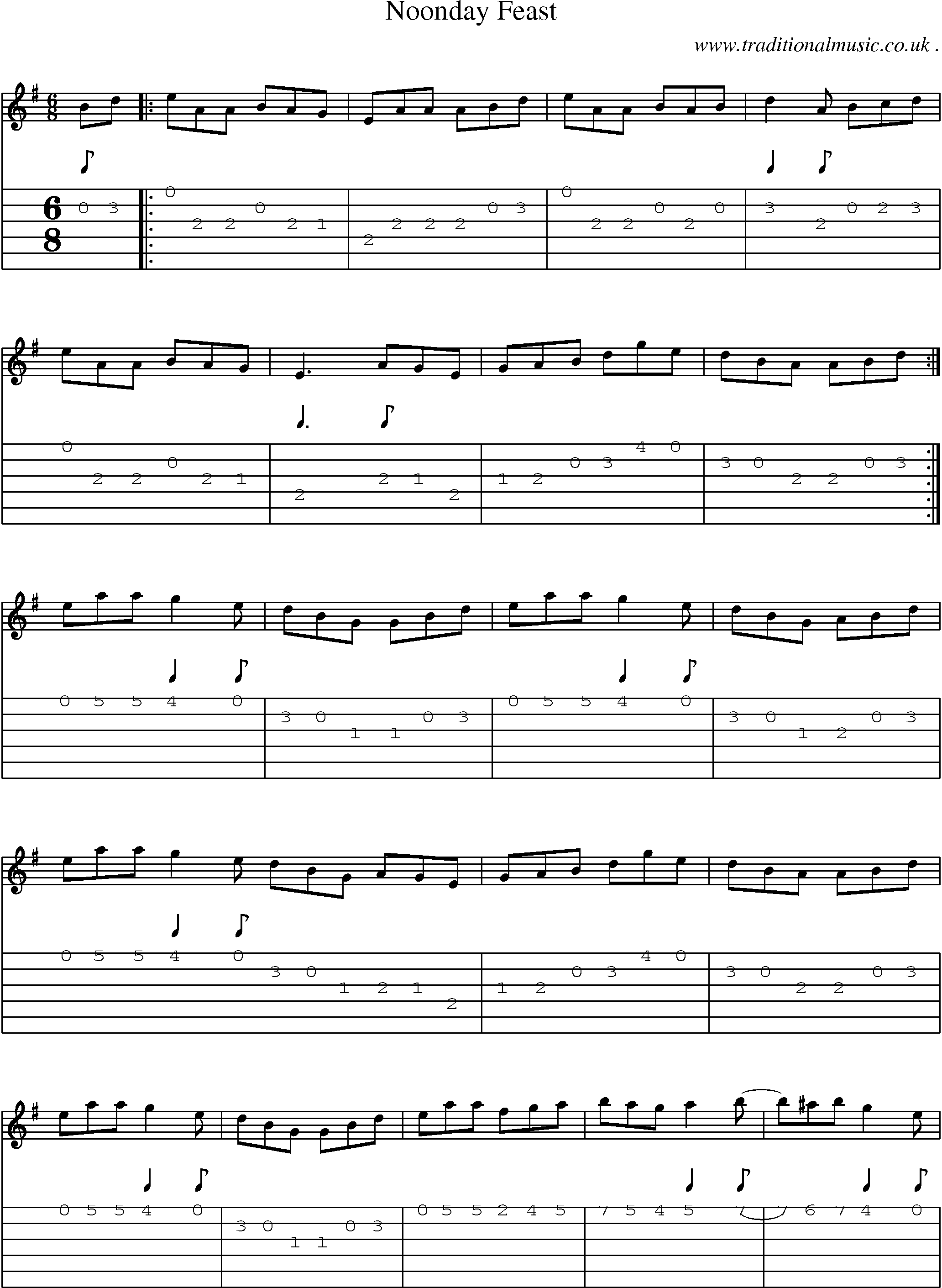 Sheet-Music and Guitar Tabs for Noonday Feast