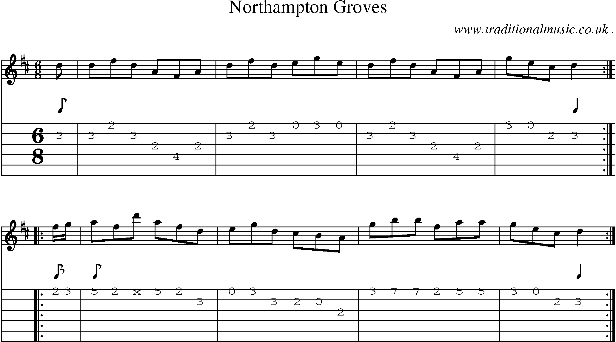 Sheet-Music and Guitar Tabs for Northampton Groves