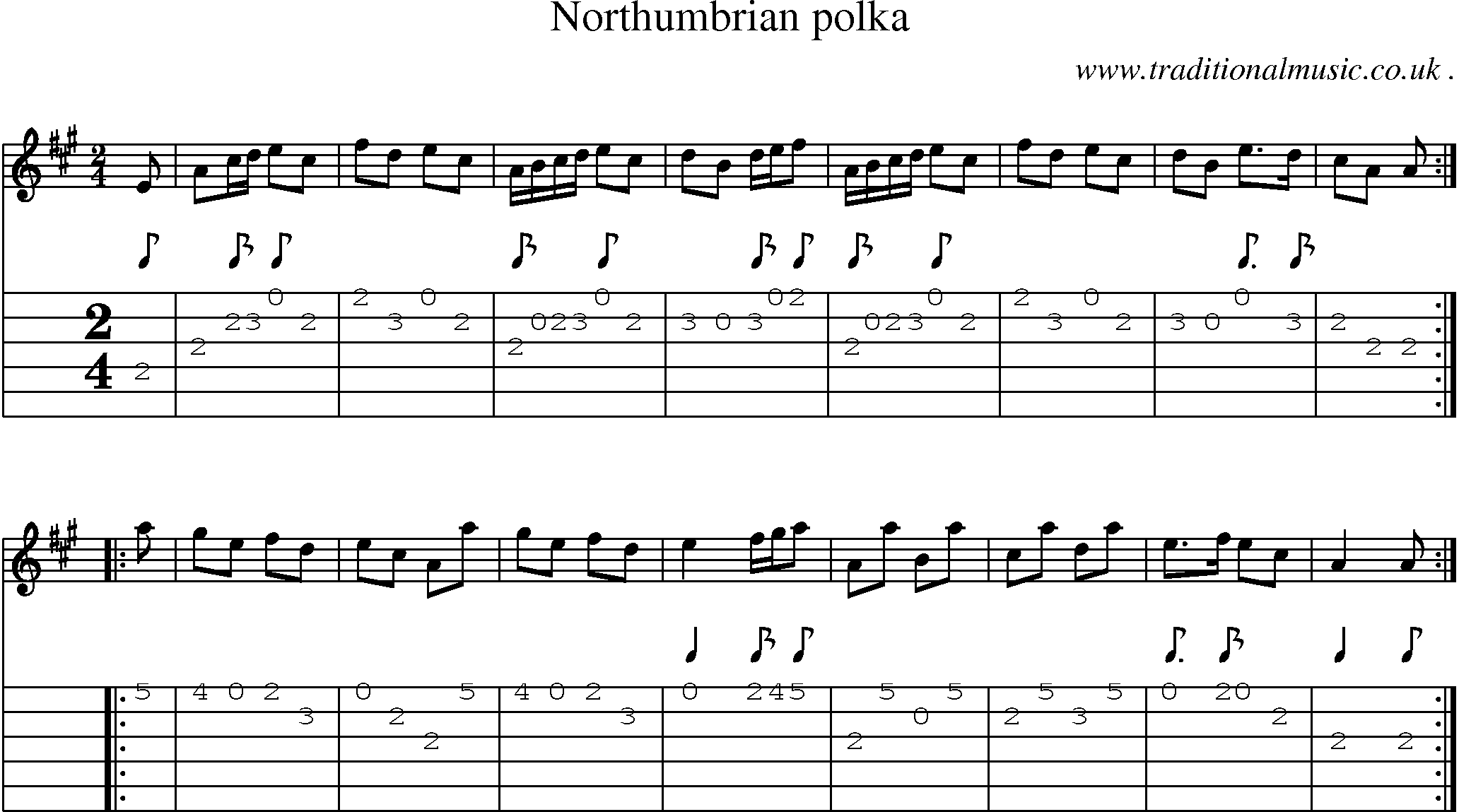 Sheet-Music and Guitar Tabs for Northumbrian Polka
