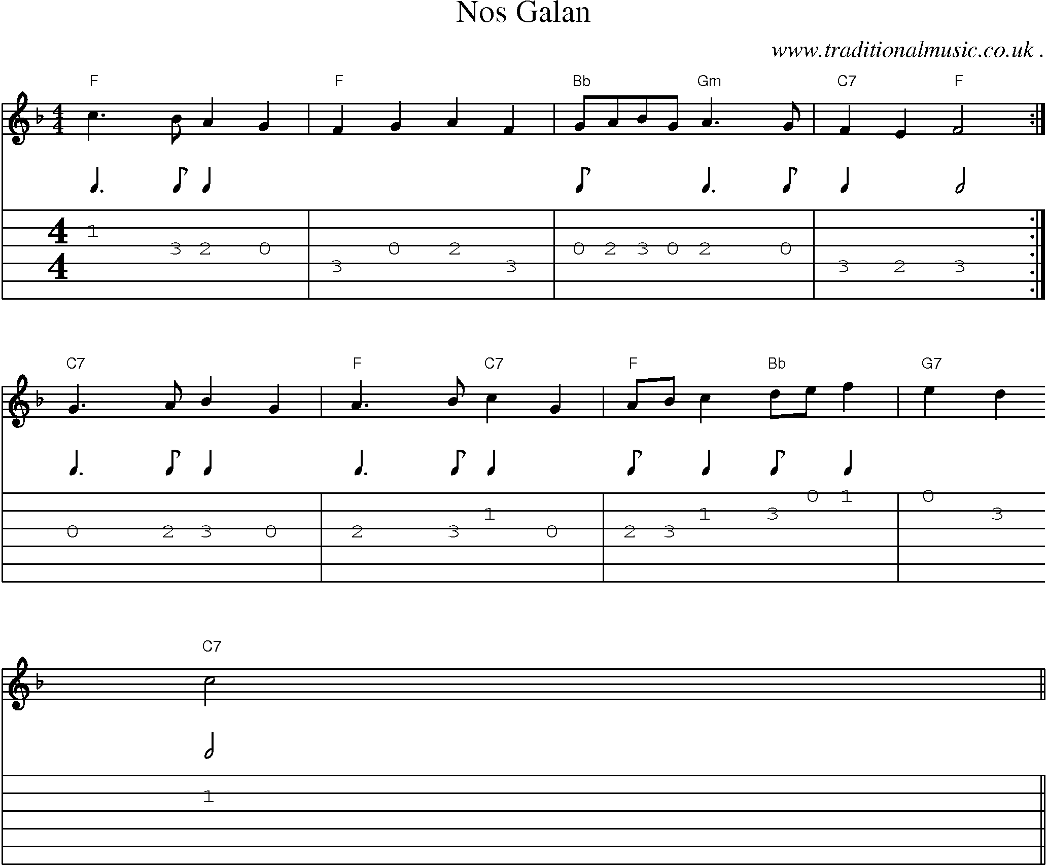 Sheet-Music and Guitar Tabs for Nos Galan