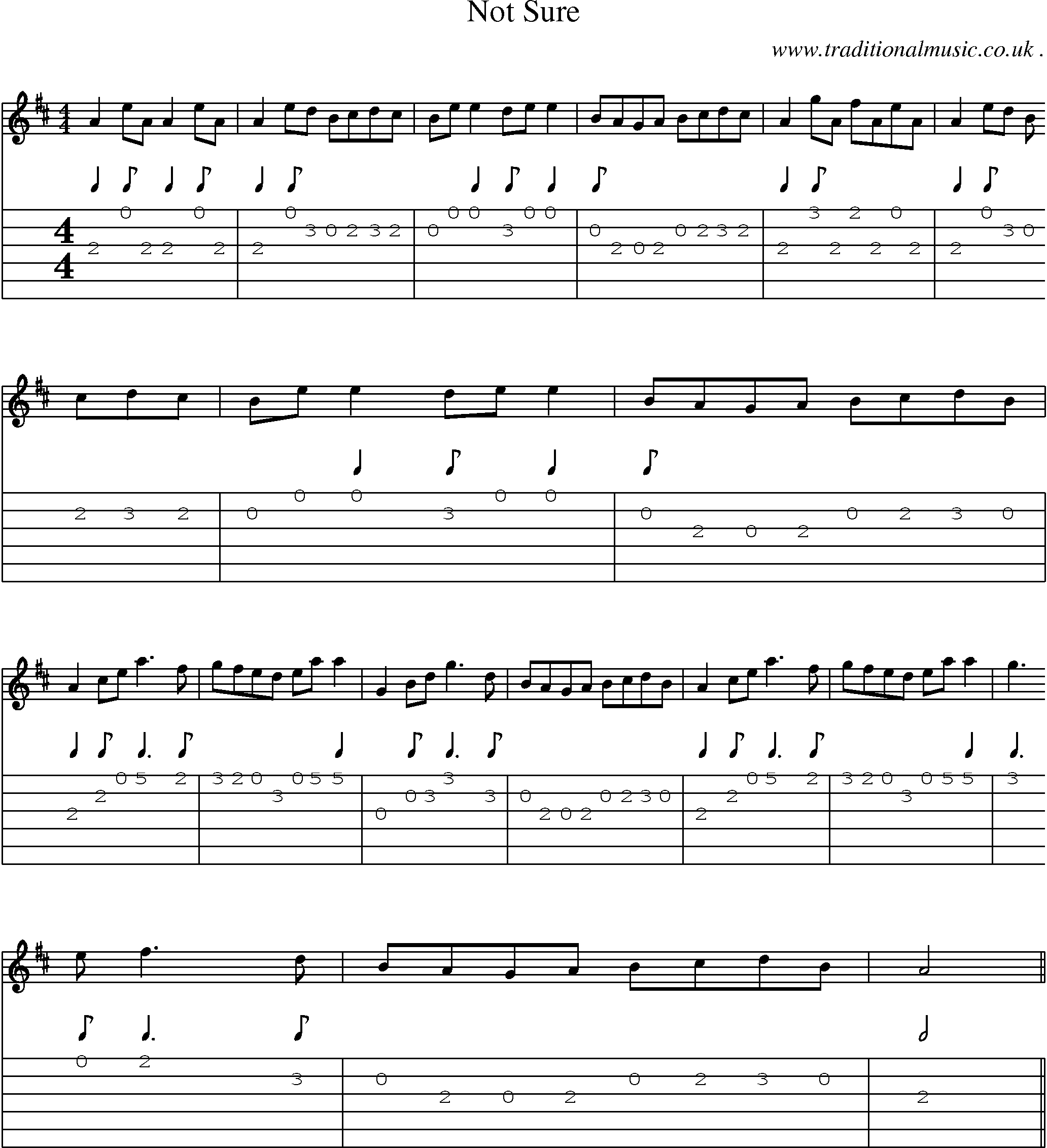 Sheet-Music and Guitar Tabs for Not Sure