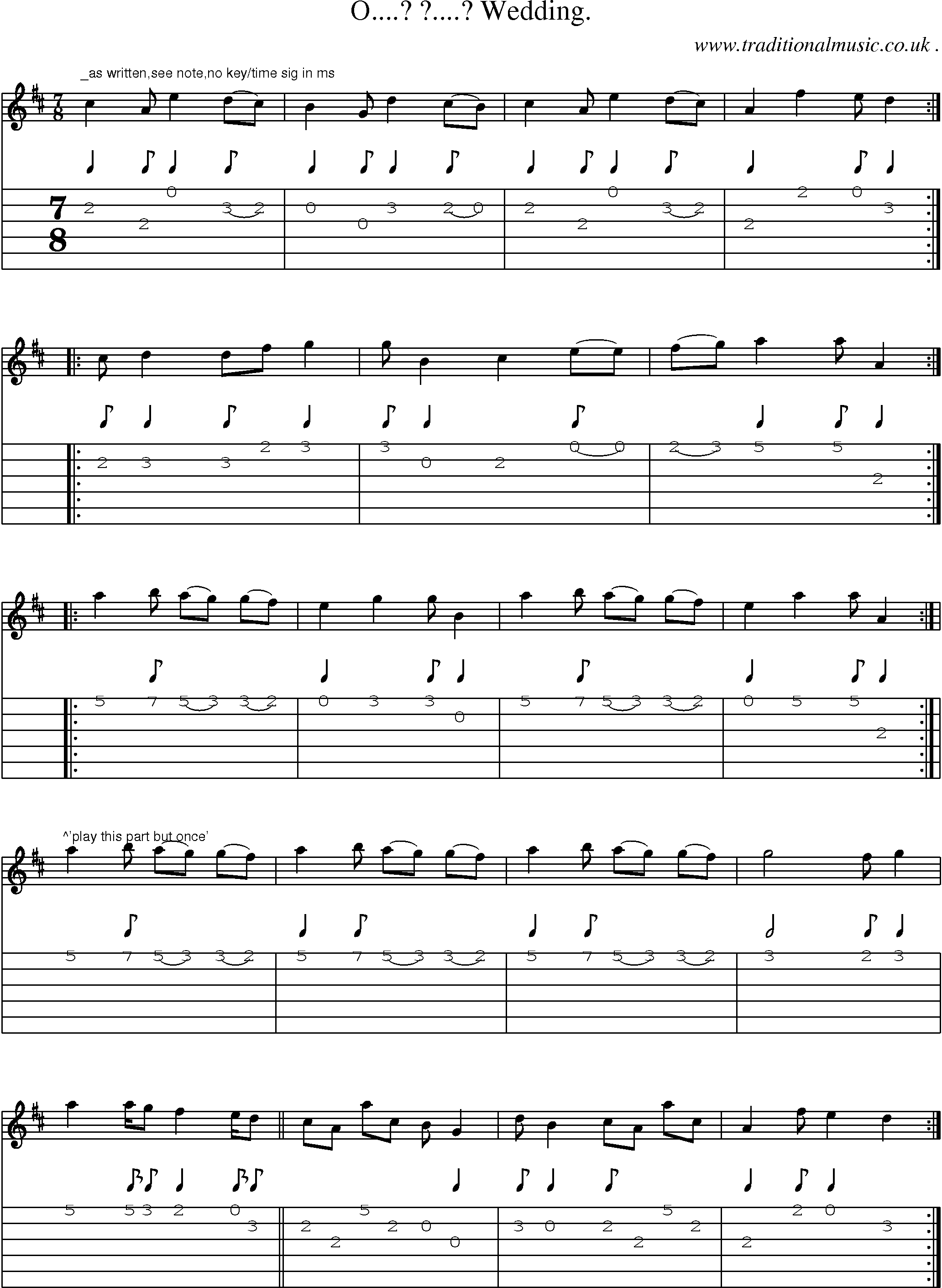Sheet-Music and Guitar Tabs for O  Wedding