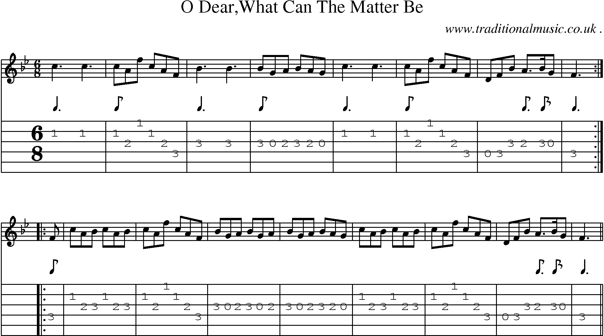 Sheet-Music and Guitar Tabs for O Dearwhat Can The Matter Be