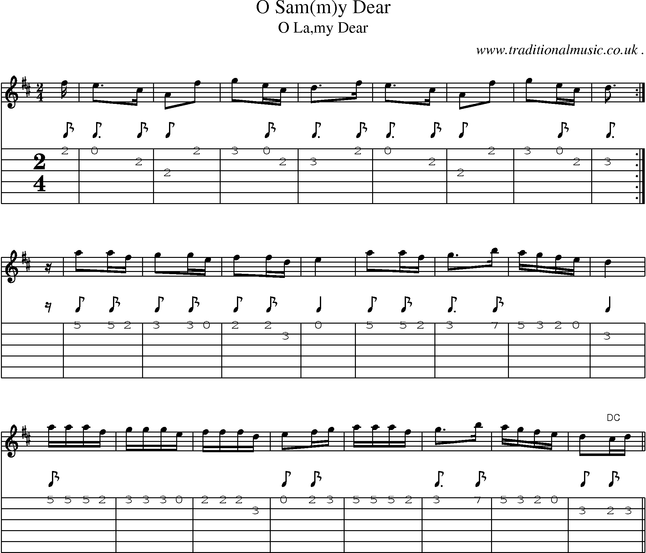 Sheet-Music and Guitar Tabs for O Sam(m)y Dear