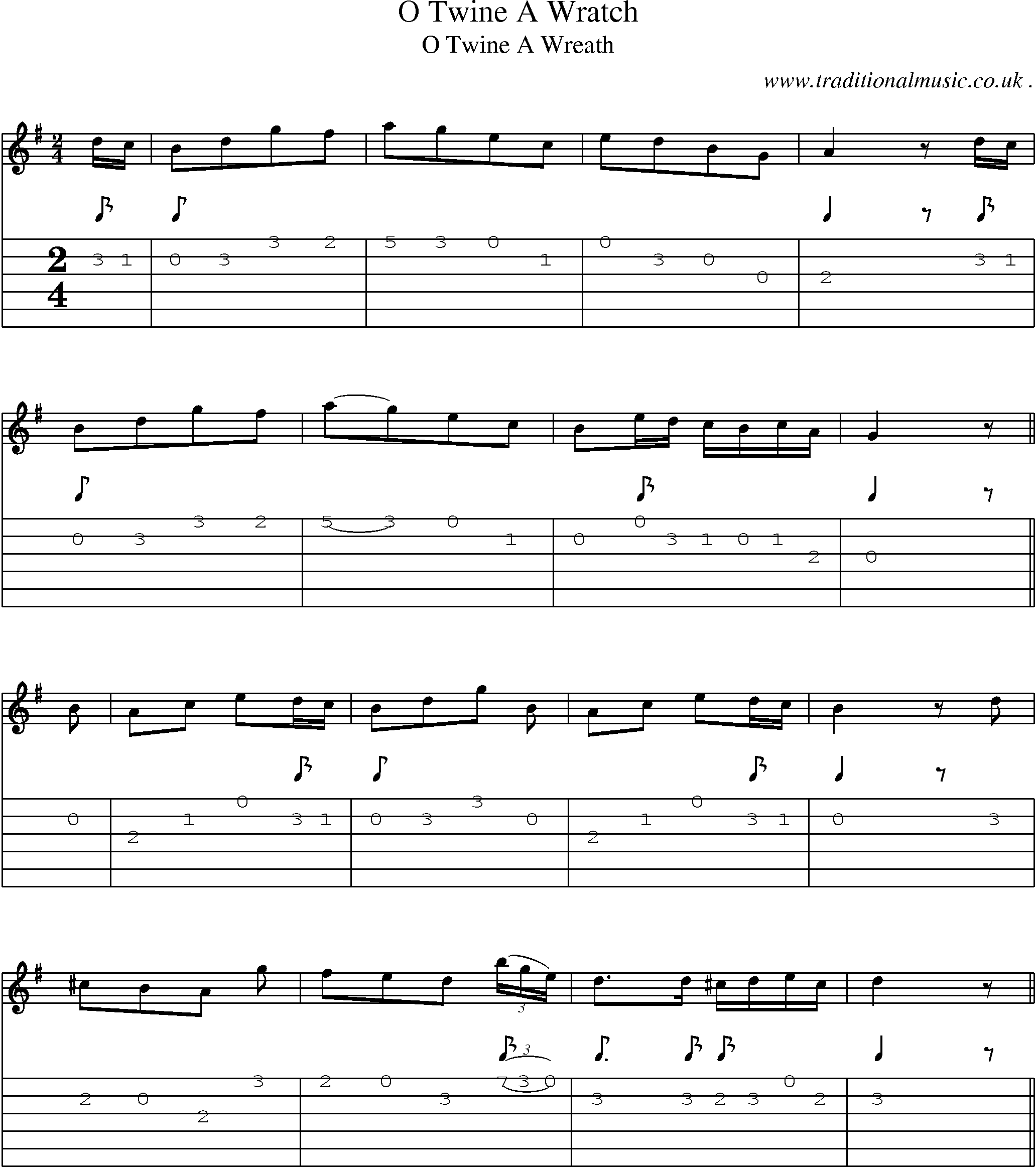 Sheet-Music and Guitar Tabs for O Twine A Wratch