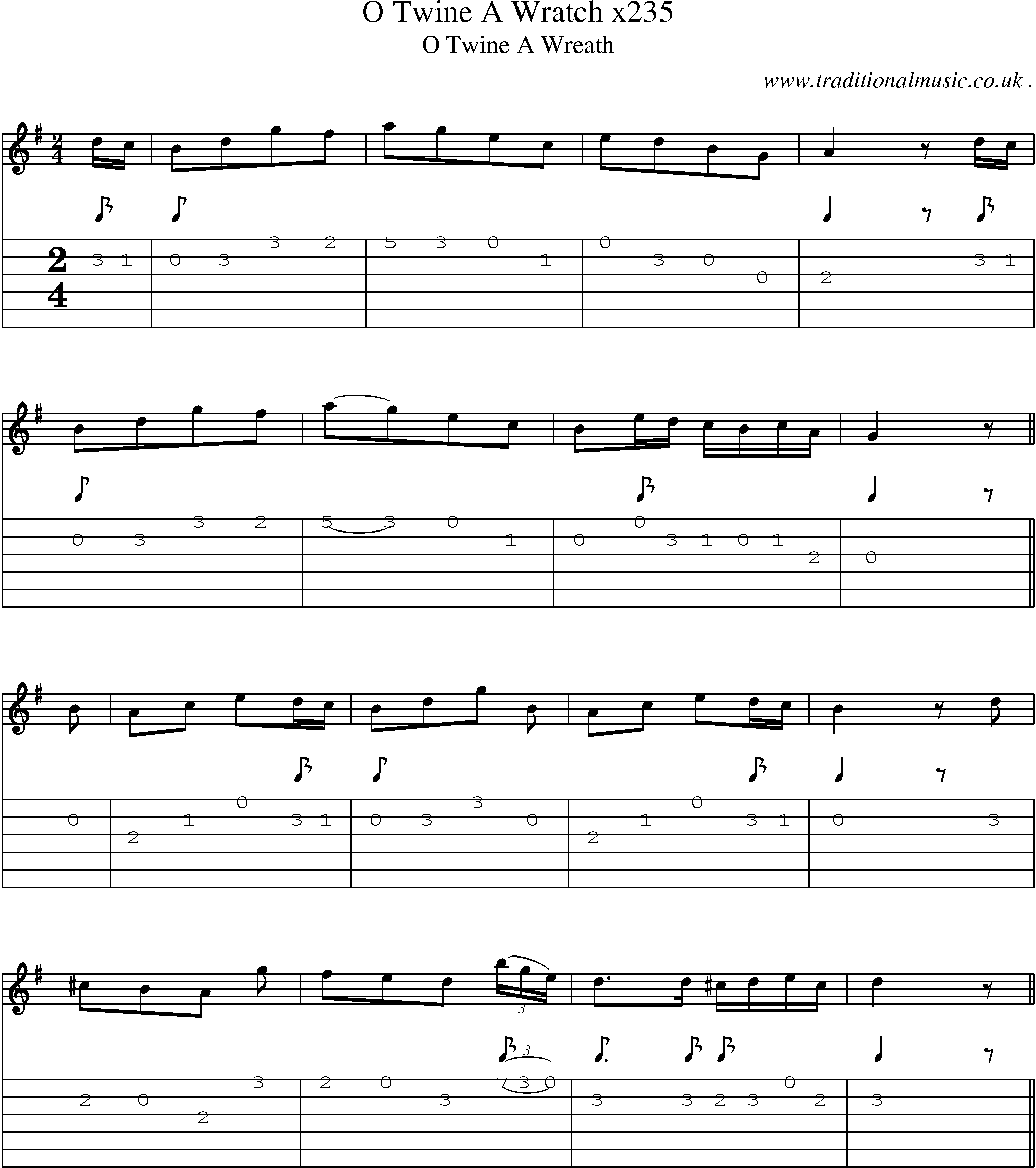 Sheet-Music and Guitar Tabs for O Twine A Wratch X235