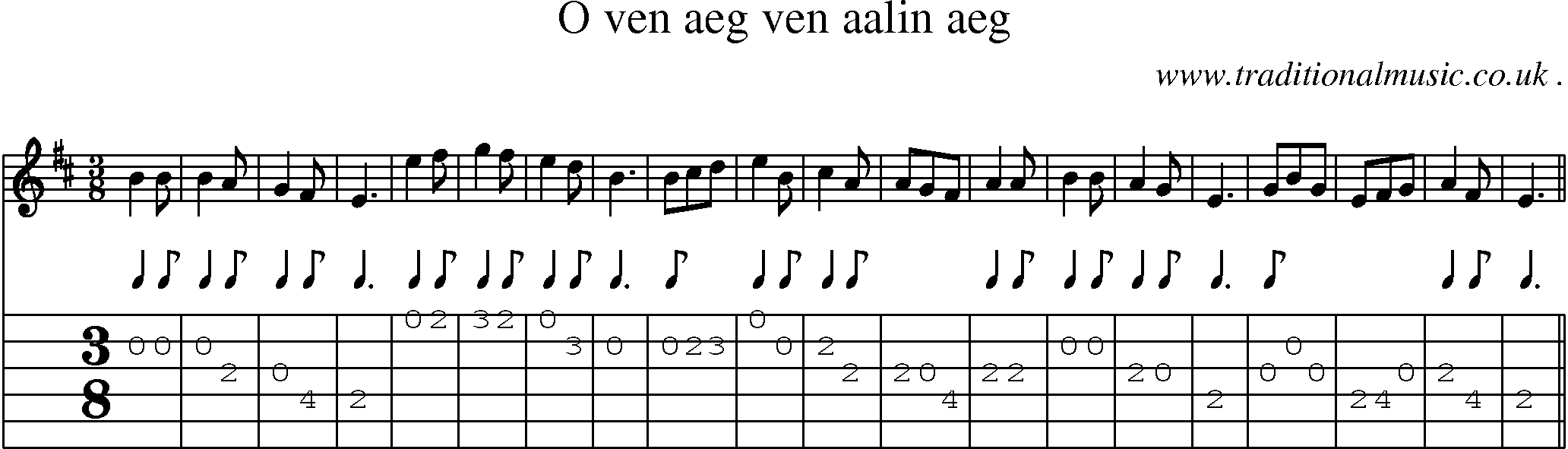 Sheet-Music and Guitar Tabs for O Ven Aeg Ven Aalin Aeg