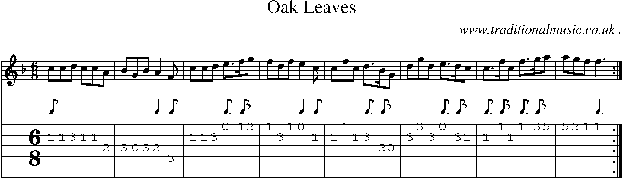 Sheet-Music and Guitar Tabs for Oak Leaves