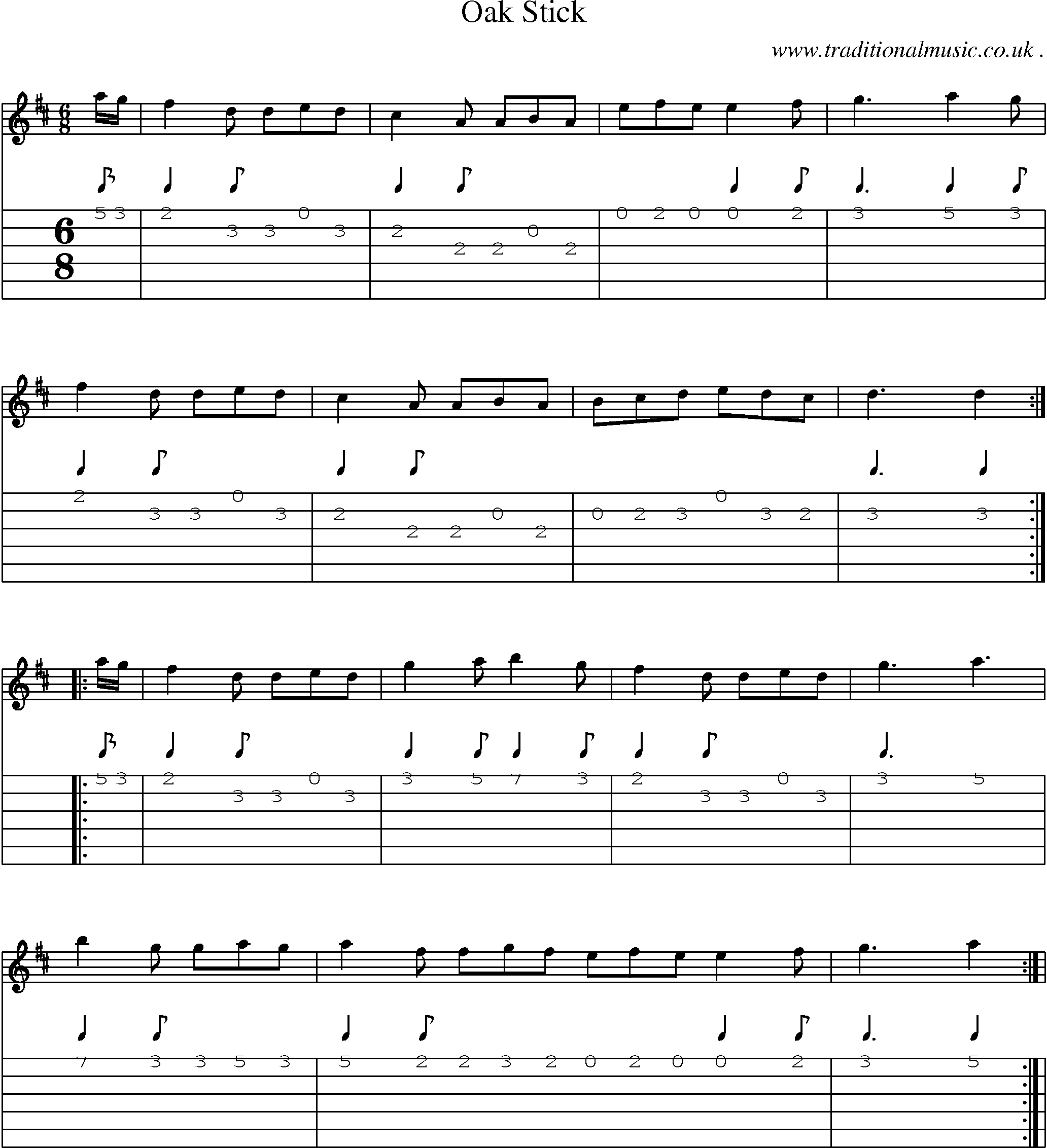 Sheet-Music and Guitar Tabs for Oak Stick