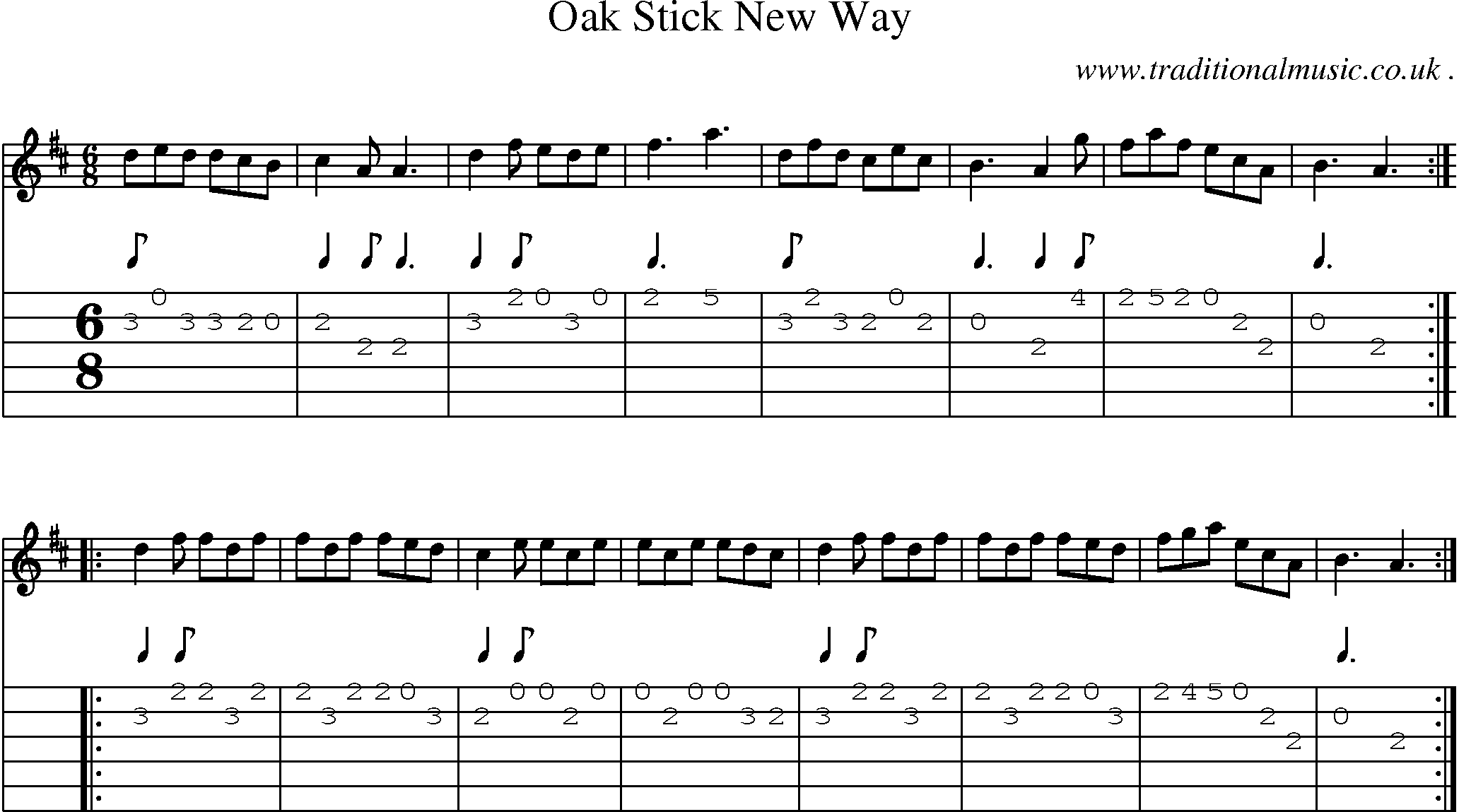 Sheet-Music and Guitar Tabs for Oak Stick New Way