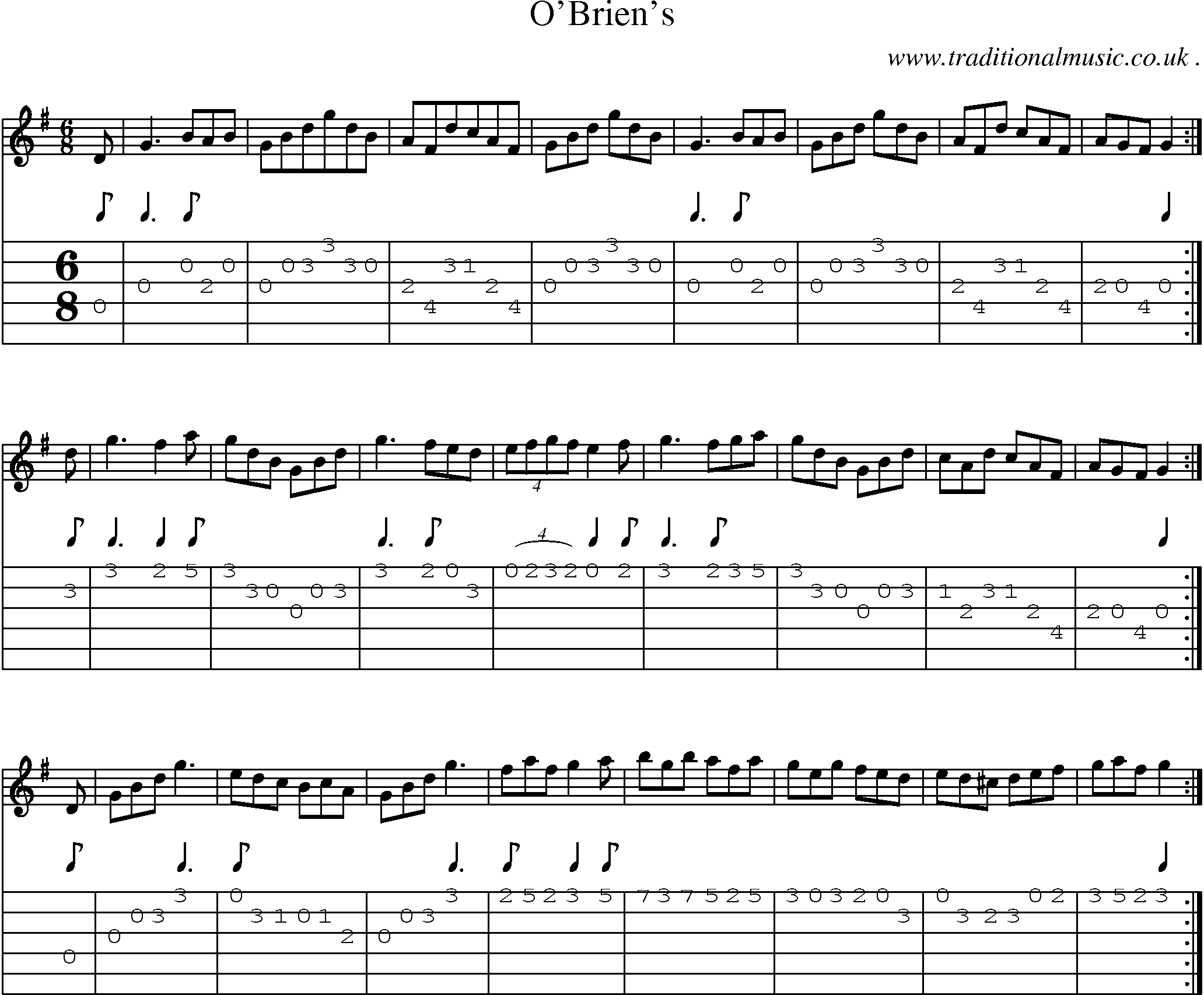 Sheet-Music and Guitar Tabs for Obriens
