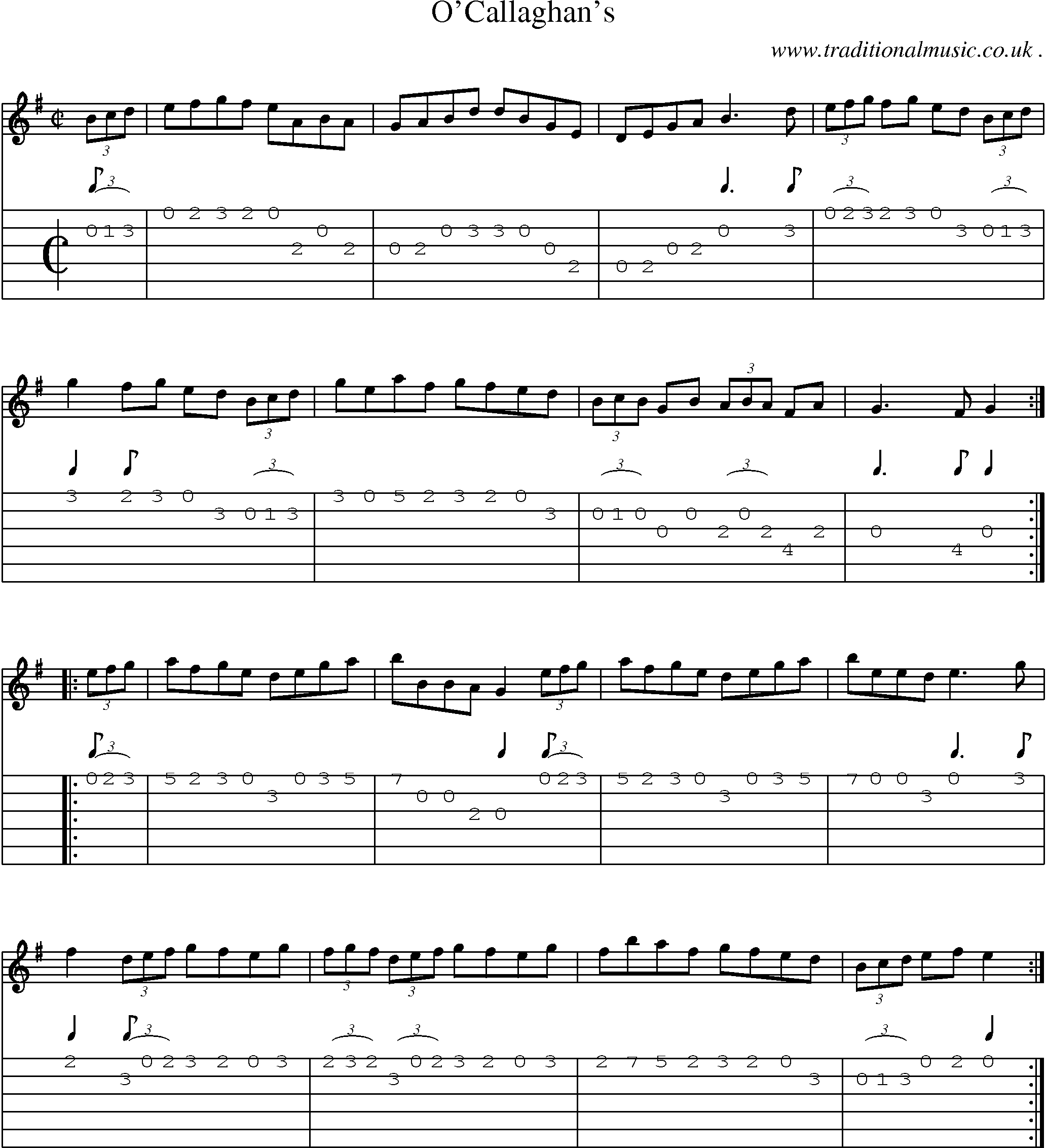 Sheet-Music and Guitar Tabs for Ocallaghans