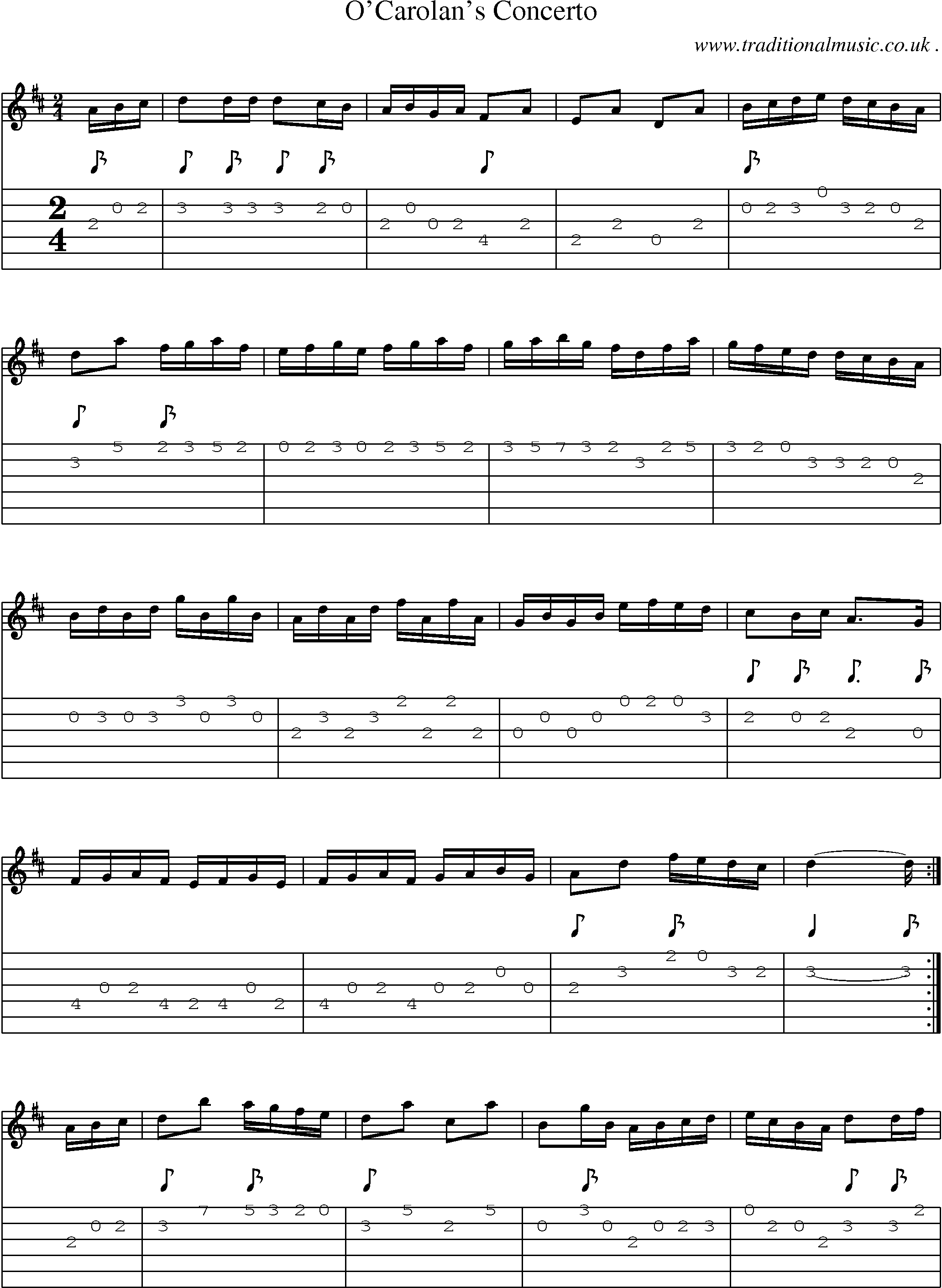 Sheet-Music and Guitar Tabs for Ocarolans Concerto