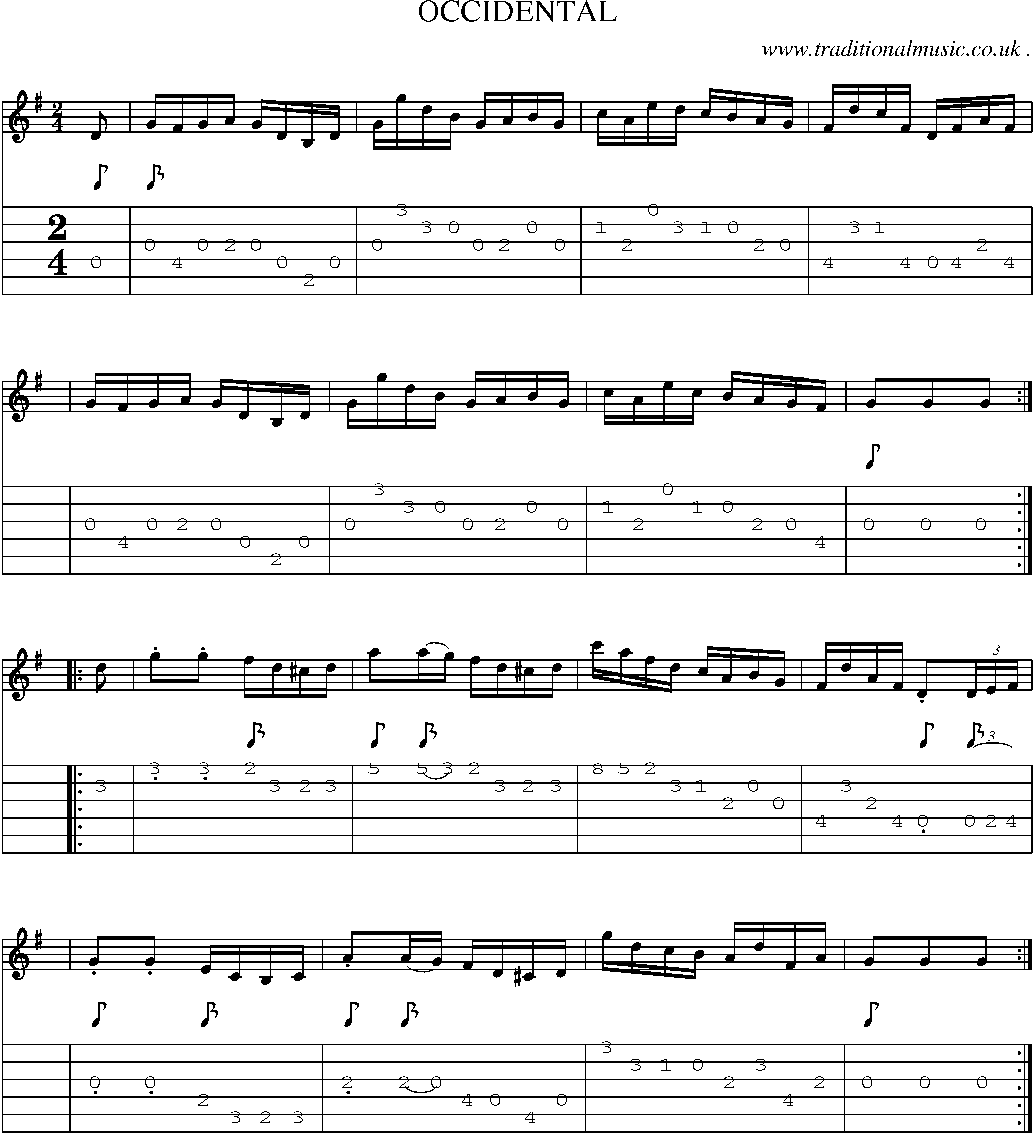 Sheet-Music and Guitar Tabs for Occidental
