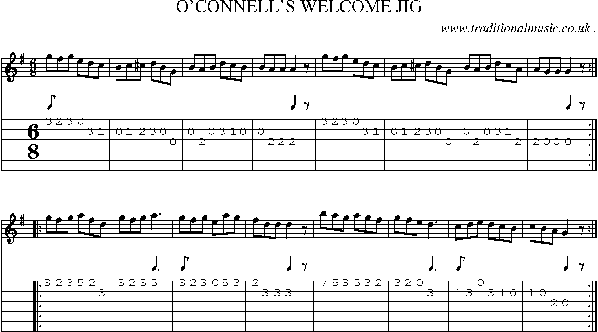 Sheet-Music and Guitar Tabs for Oconnells Welcome Jig