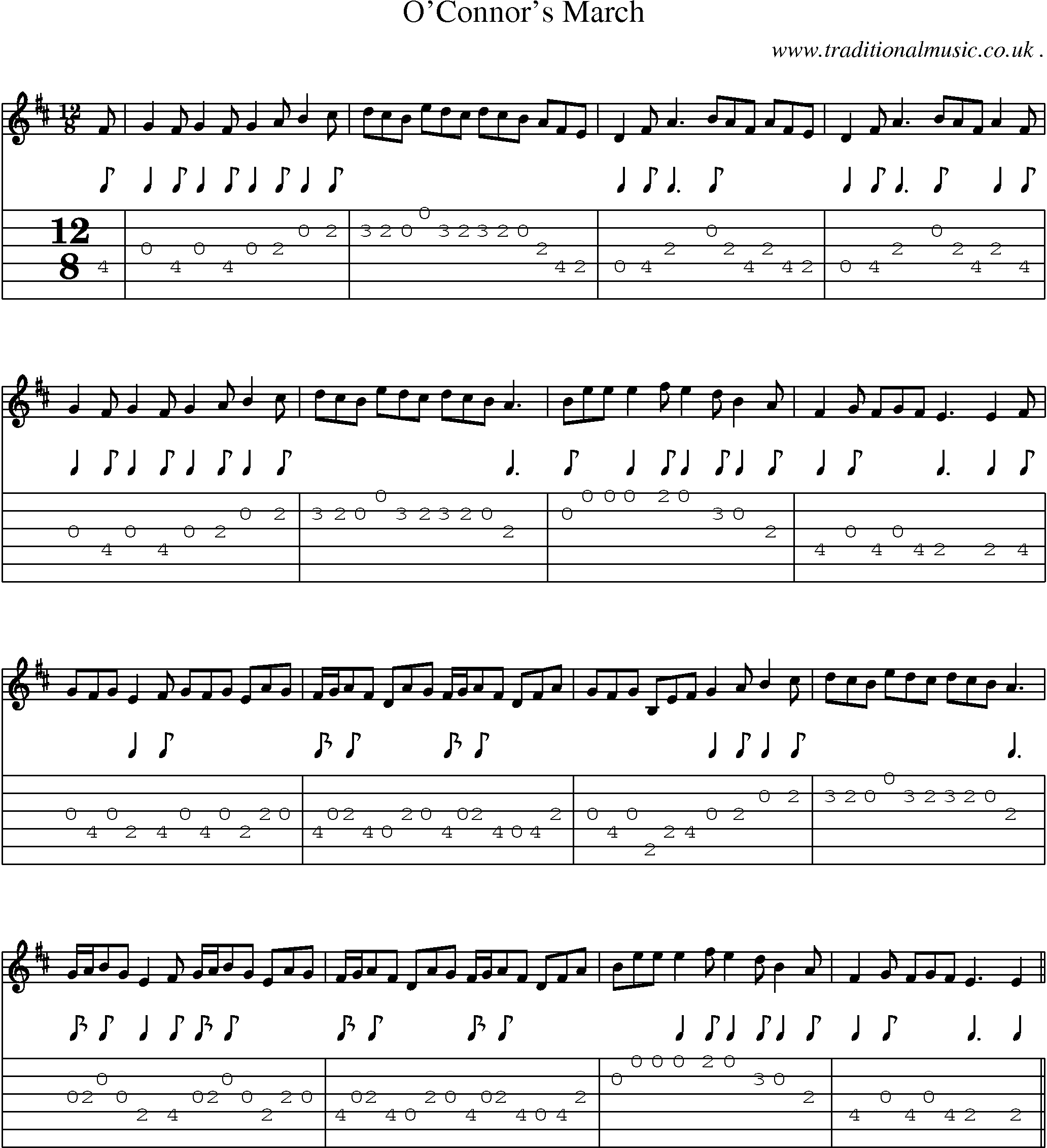 Sheet-Music and Guitar Tabs for Oconnors March