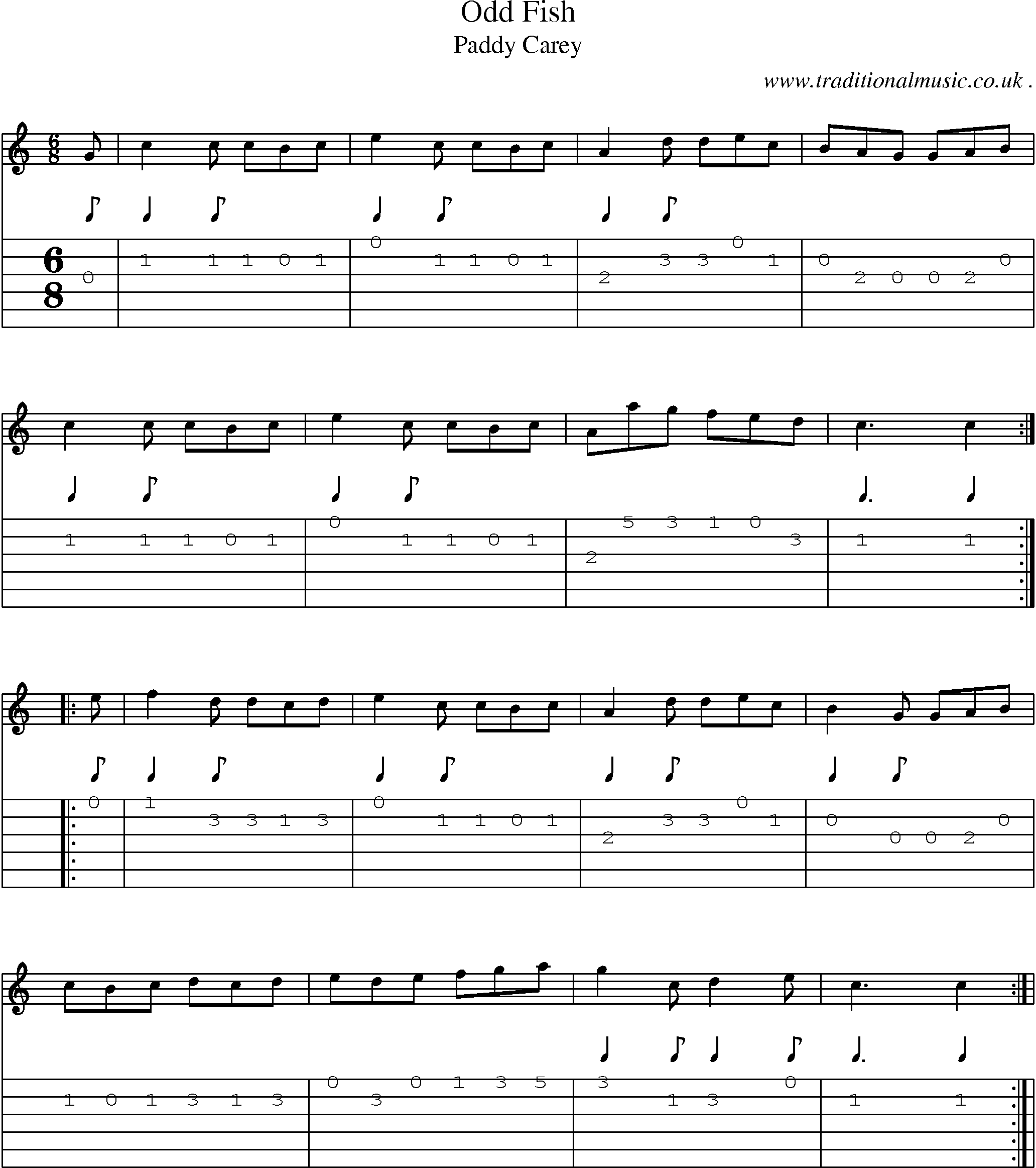 Sheet-Music and Guitar Tabs for Odd Fish