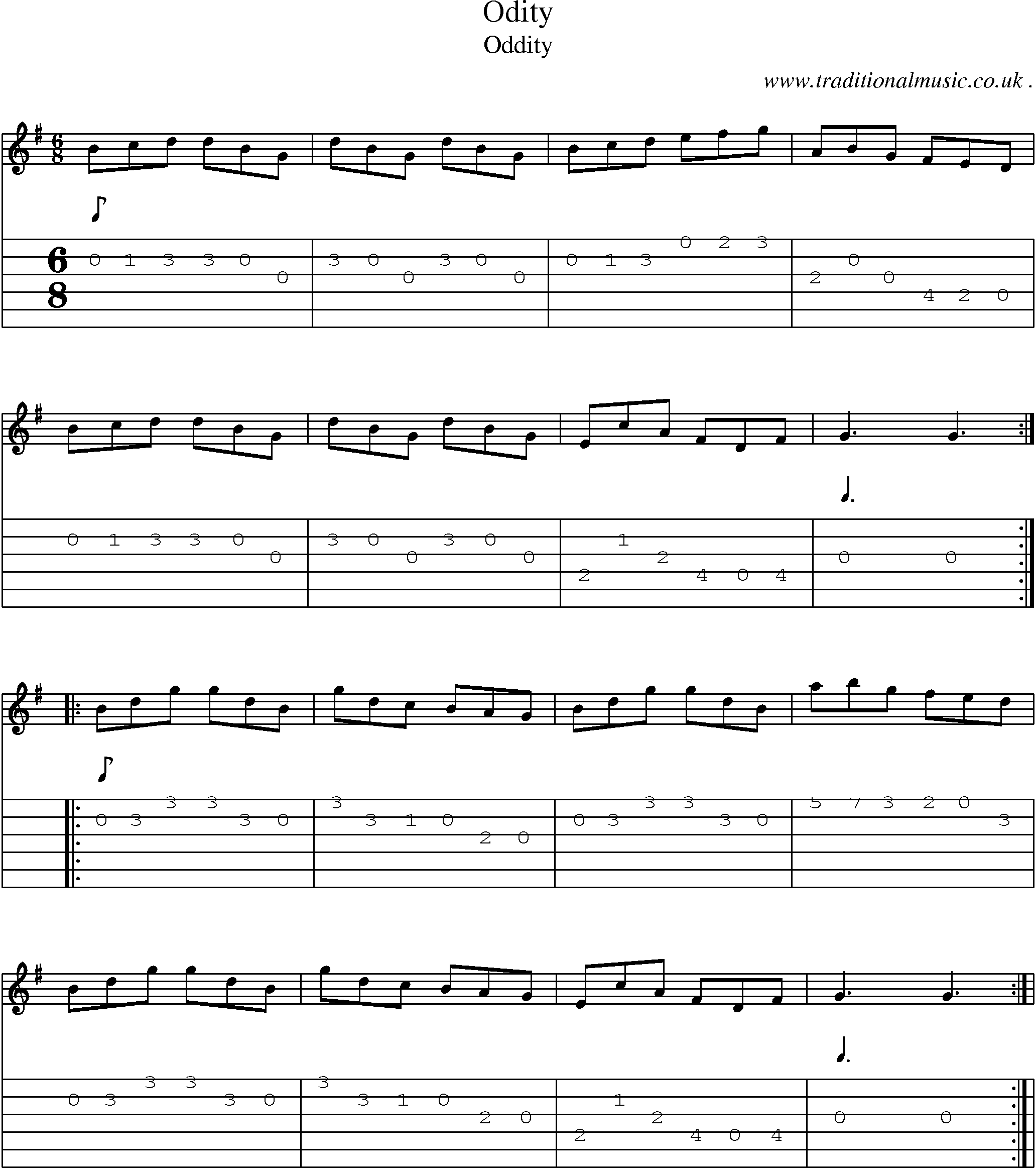 Sheet-Music and Guitar Tabs for Odity