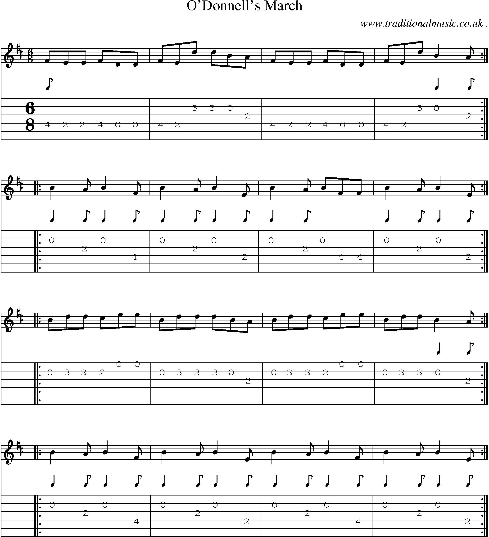 Sheet-Music and Guitar Tabs for Odonnells March