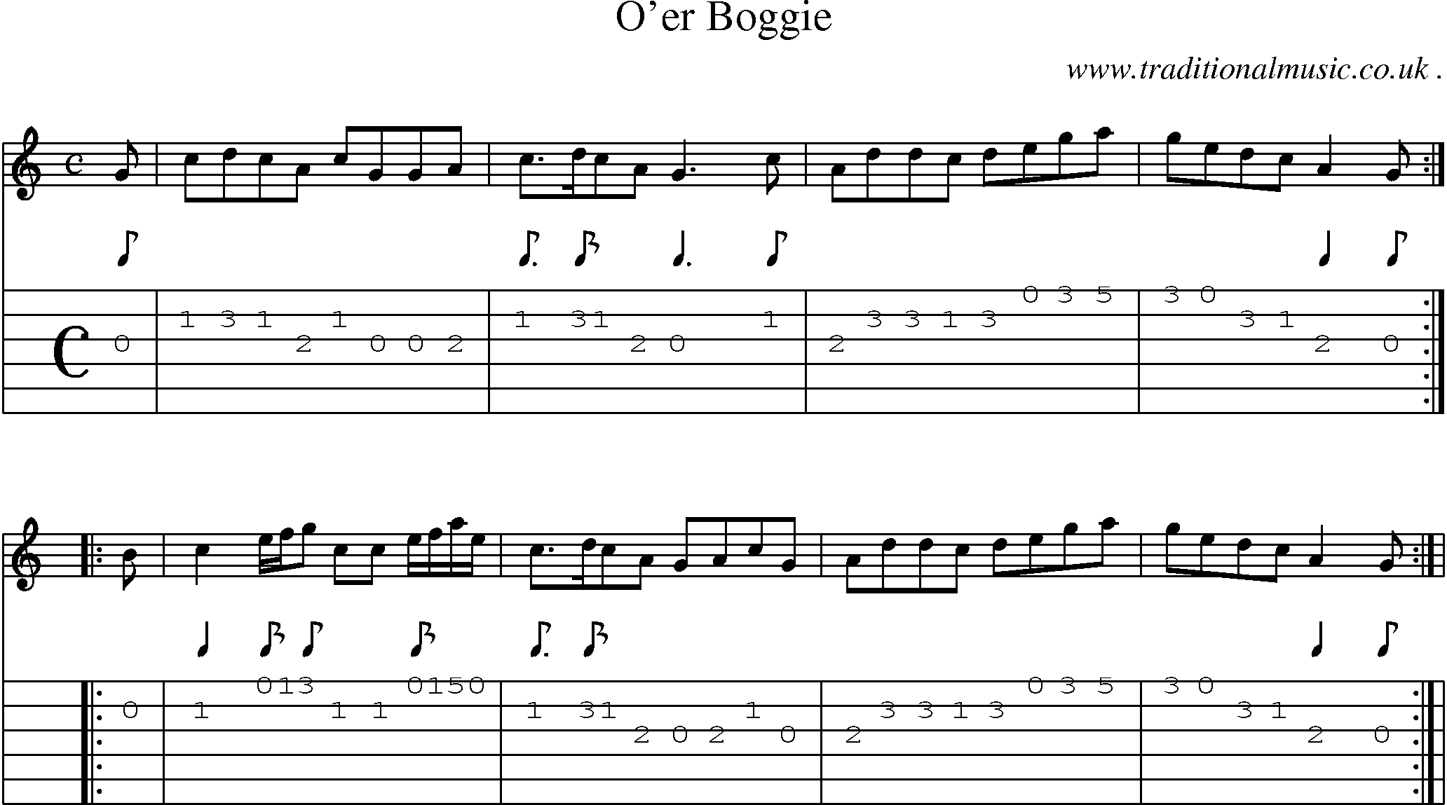 Sheet-Music and Guitar Tabs for Oer Boggie