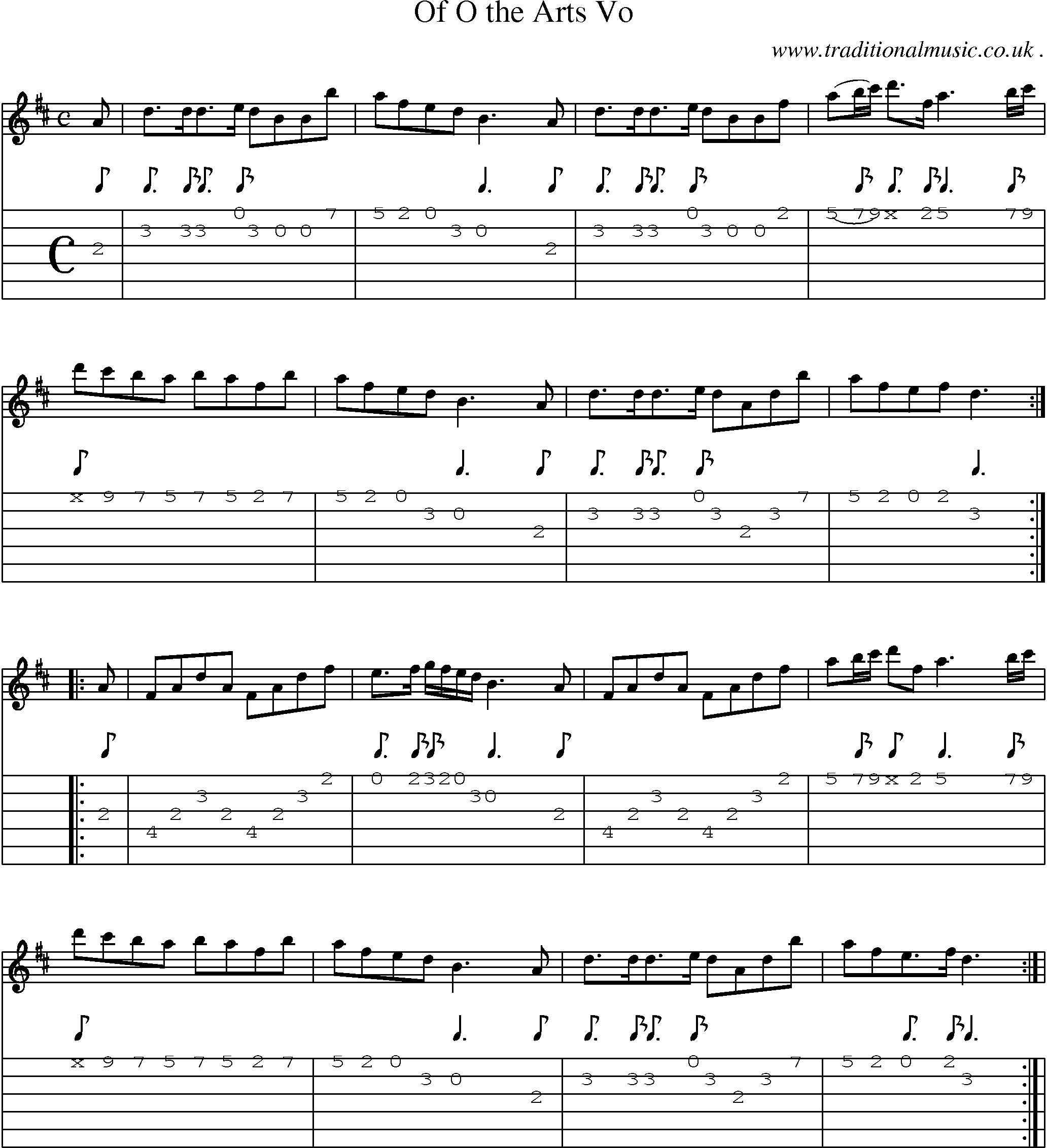 Sheet-Music and Guitar Tabs for Of O The Arts Vo
