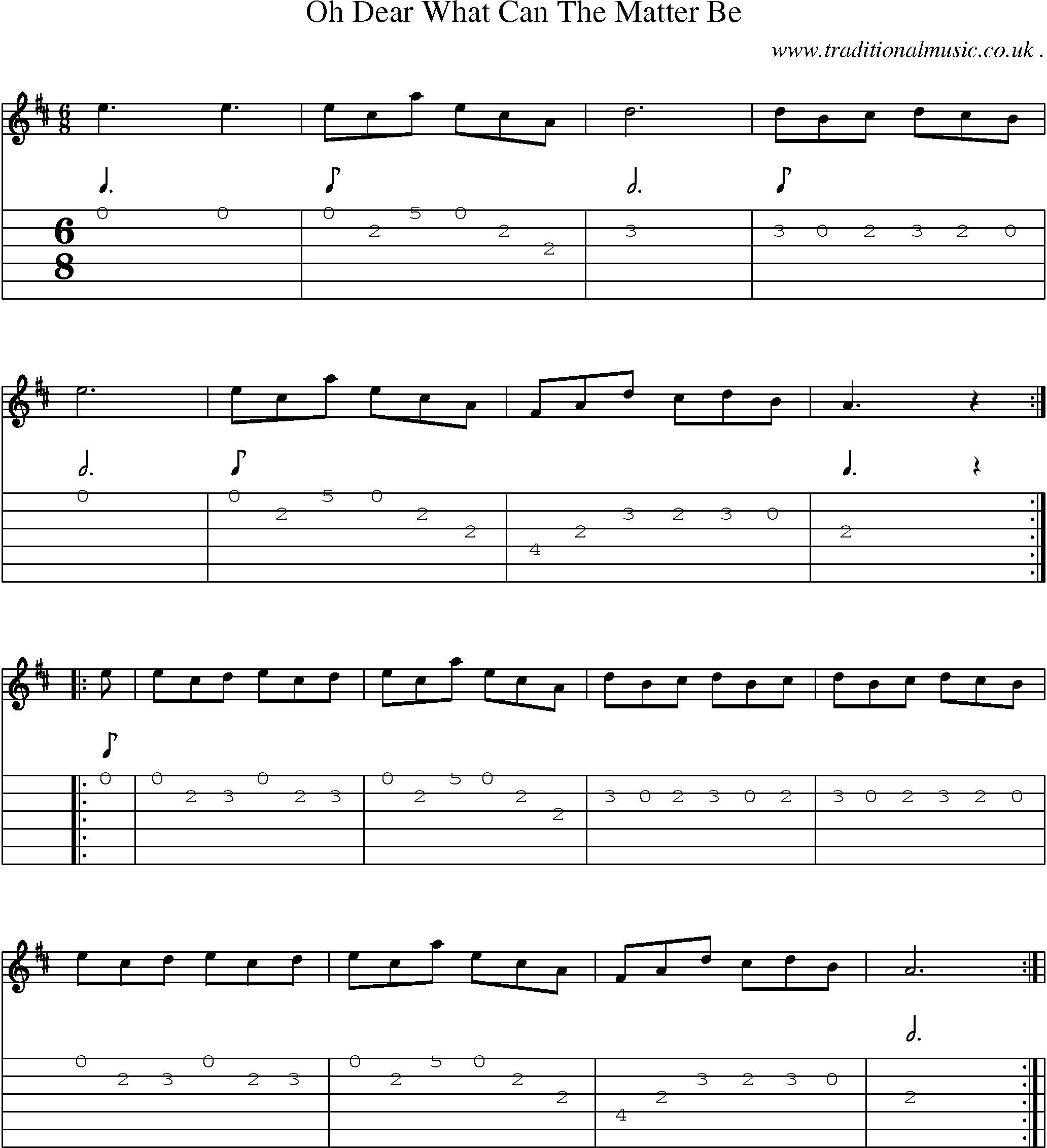 Sheet-Music and Guitar Tabs for Oh Dear What Can The Matter Be
