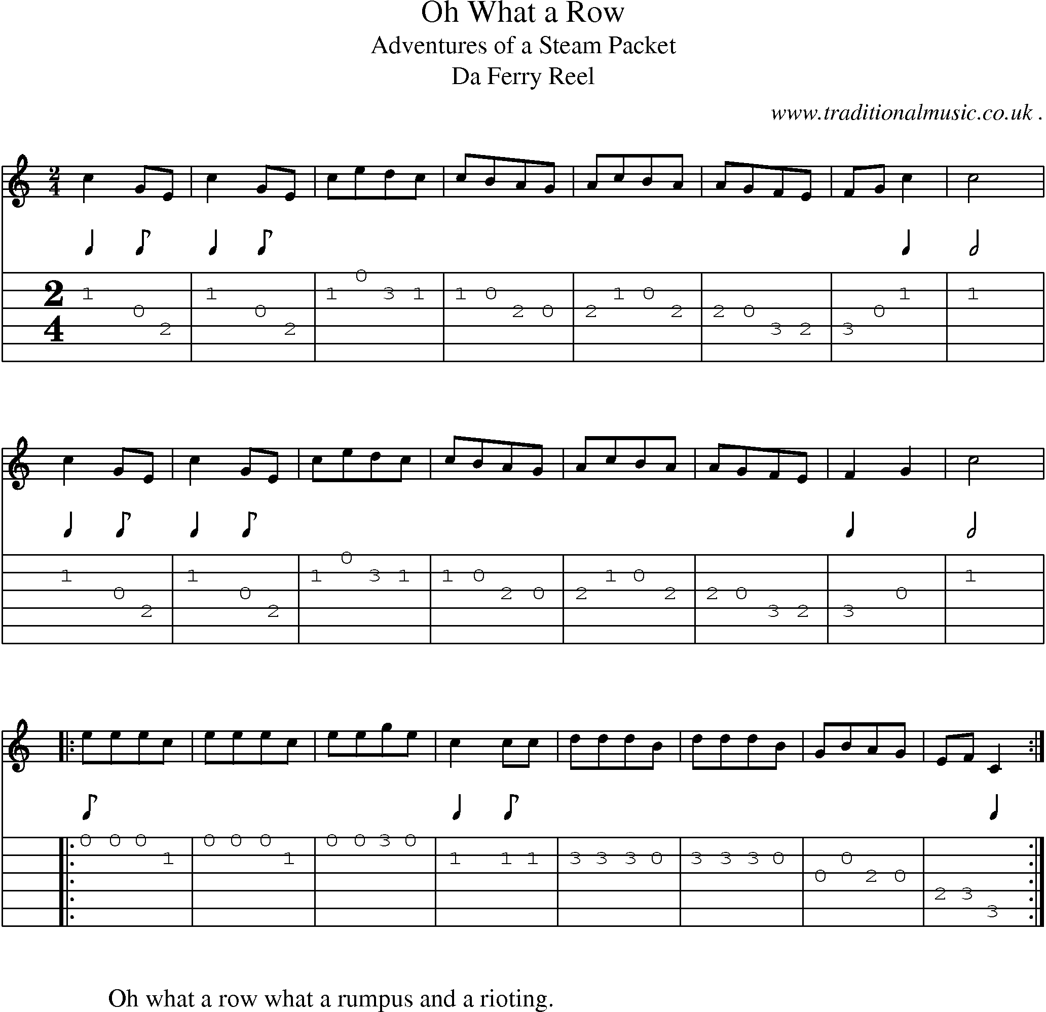 Sheet-Music and Guitar Tabs for Oh What A Row