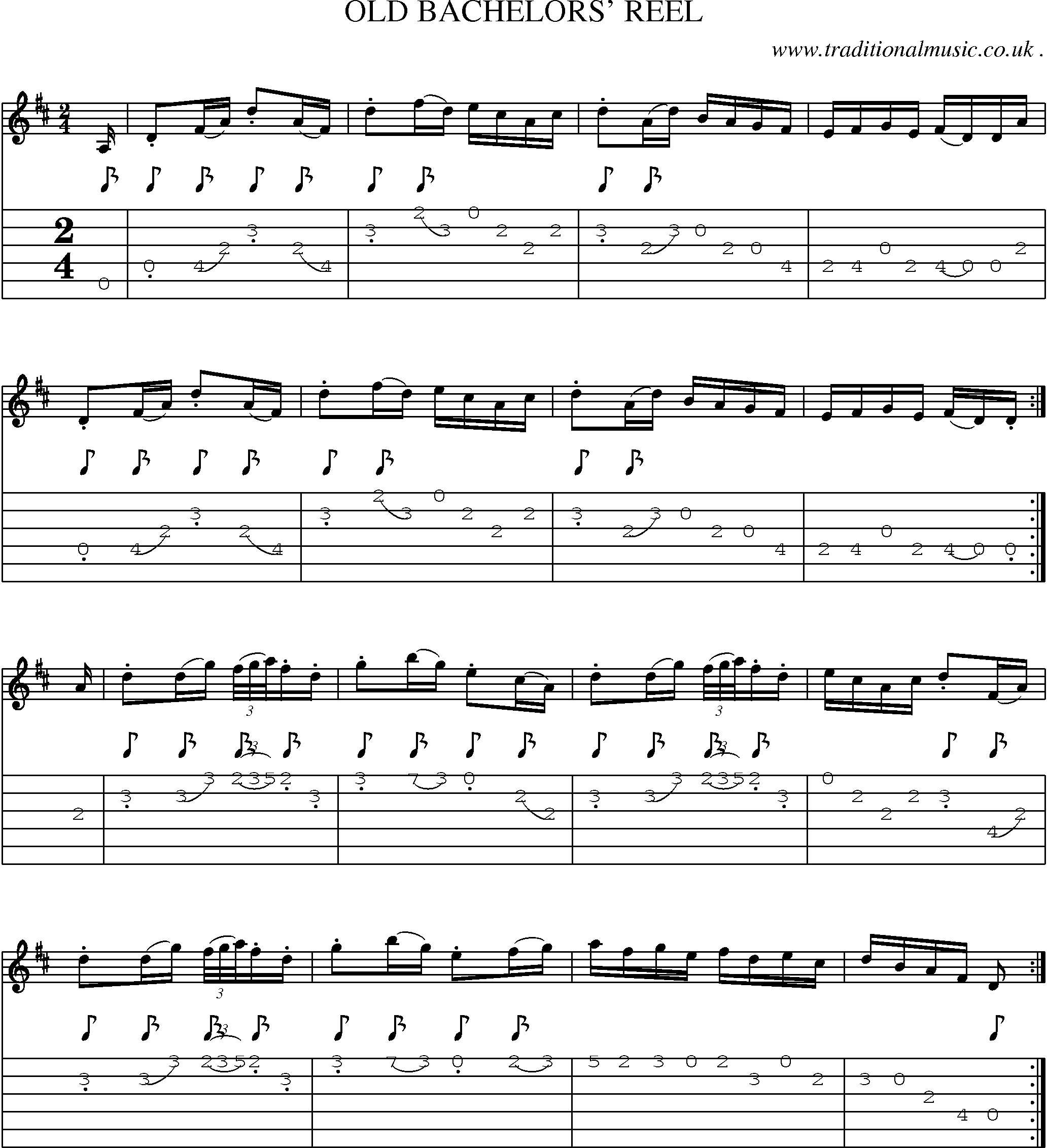 Sheet-Music and Guitar Tabs for Old Bachelors Reel