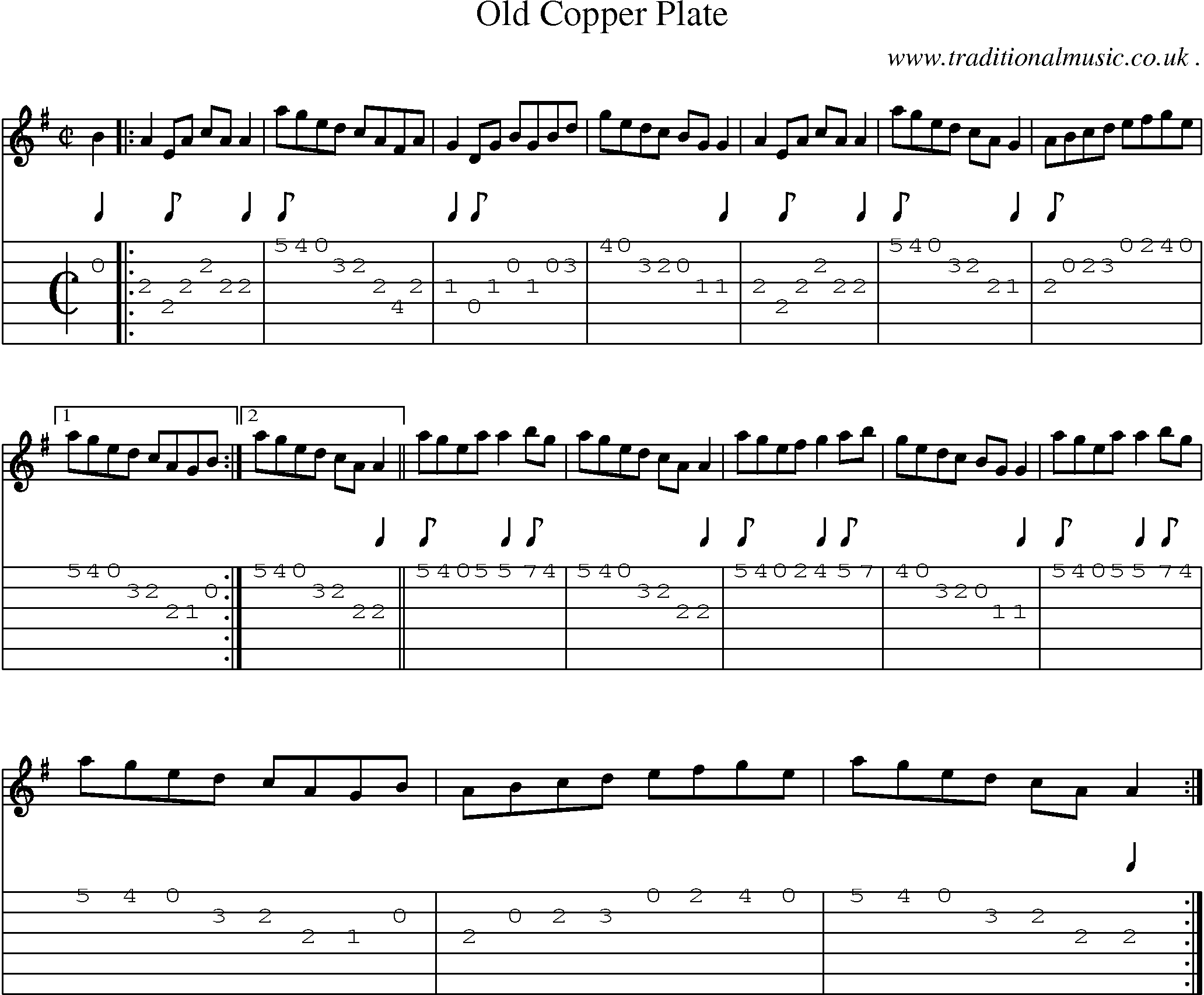 Sheet-Music and Guitar Tabs for Old Copper Plate