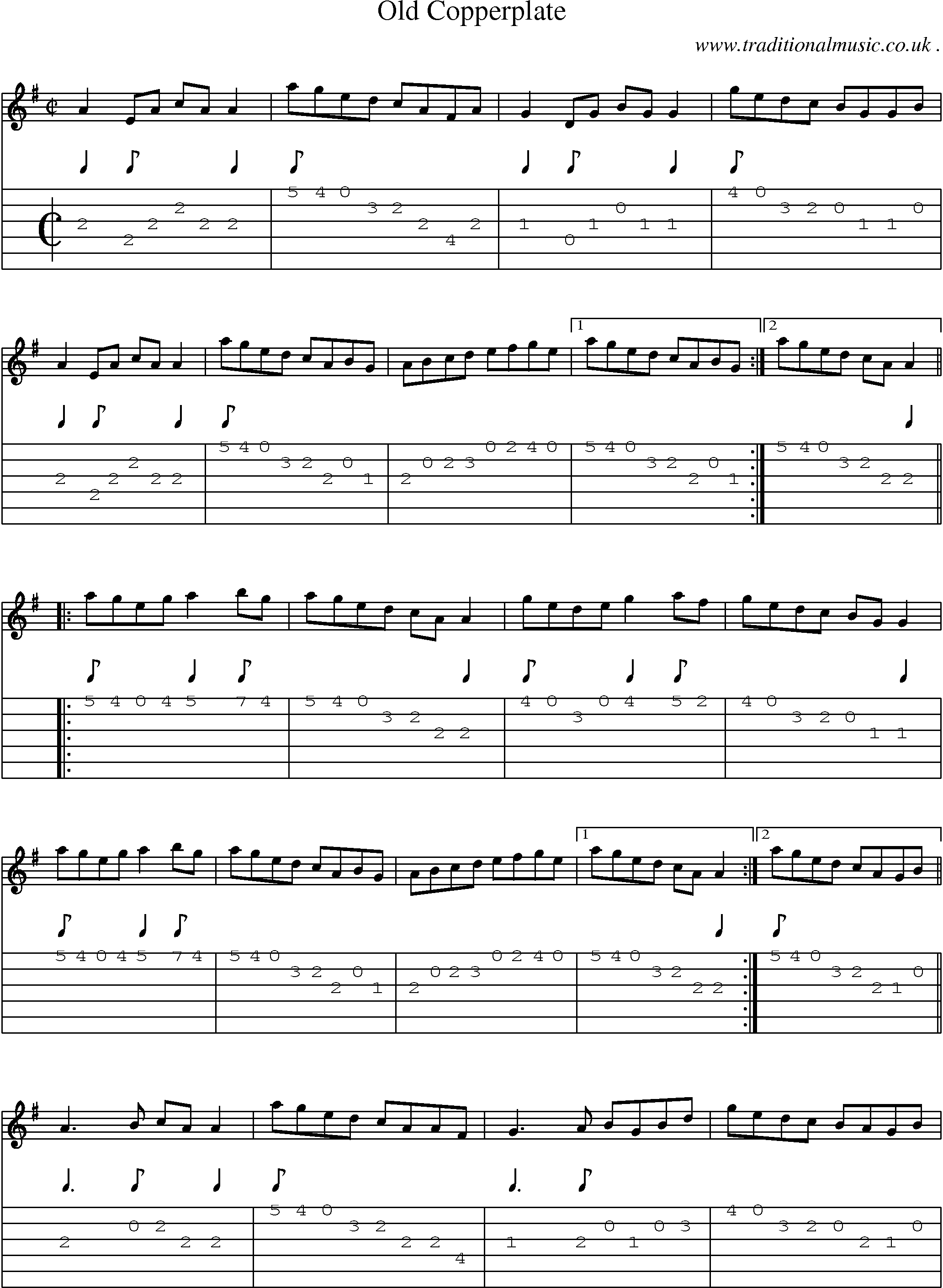 Sheet-Music and Guitar Tabs for Old Copperplate