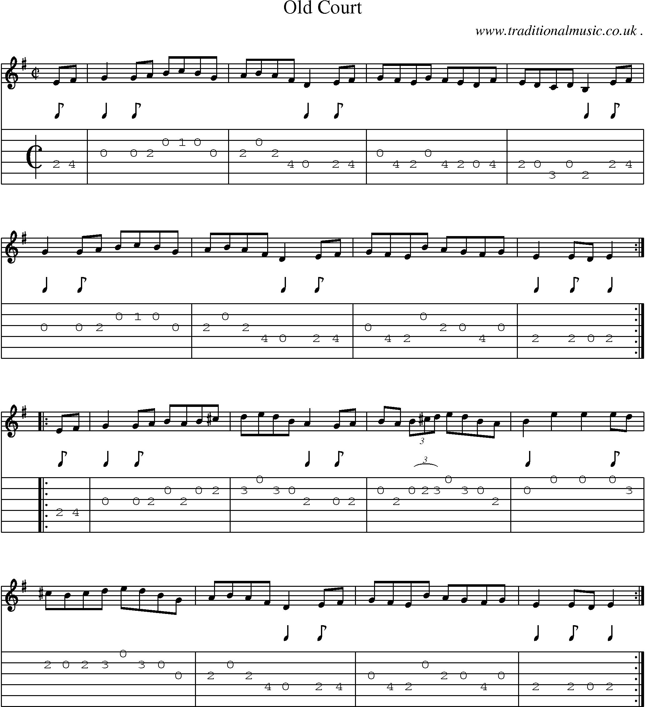Sheet-Music and Guitar Tabs for Old Court