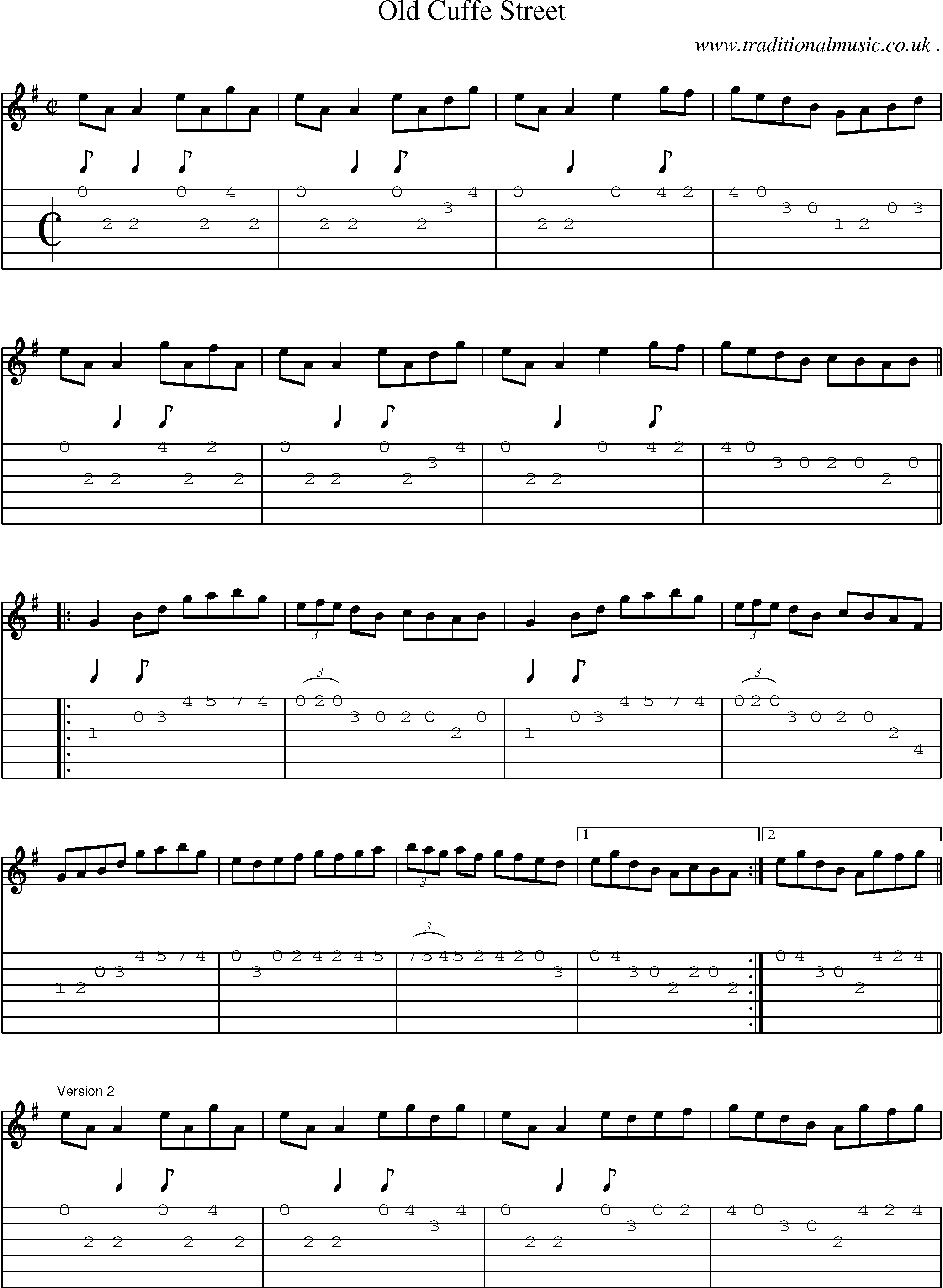 Sheet-Music and Guitar Tabs for Old Cuffe Street