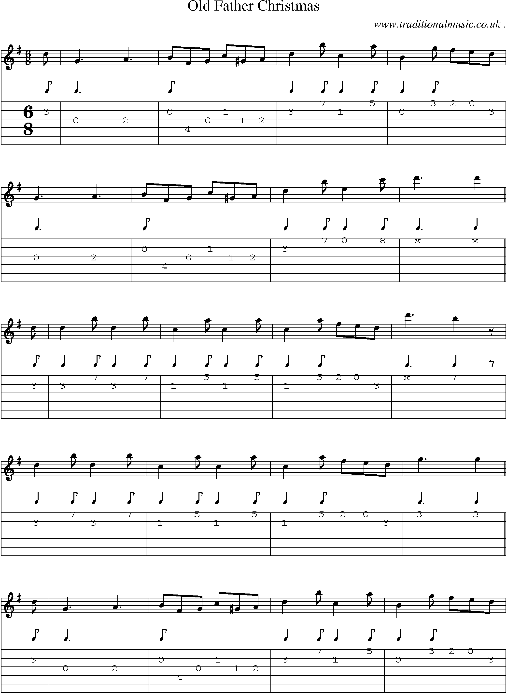 Sheet-Music and Guitar Tabs for Old Father Christmas