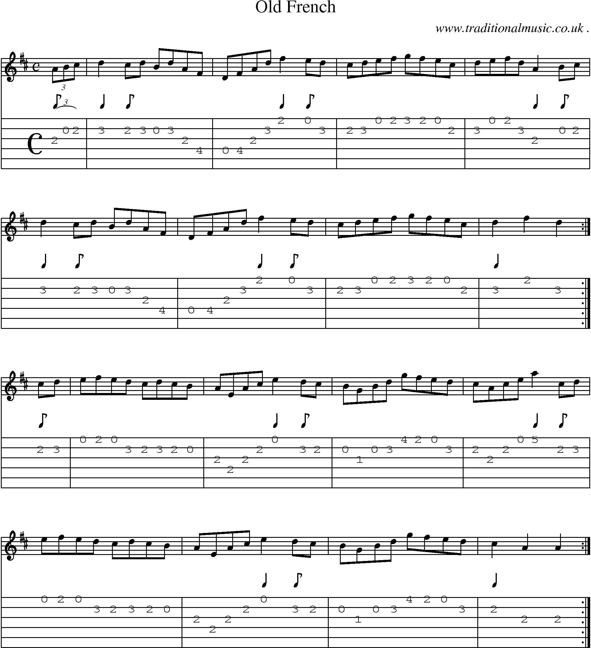 Sheet-Music and Guitar Tabs for Old French