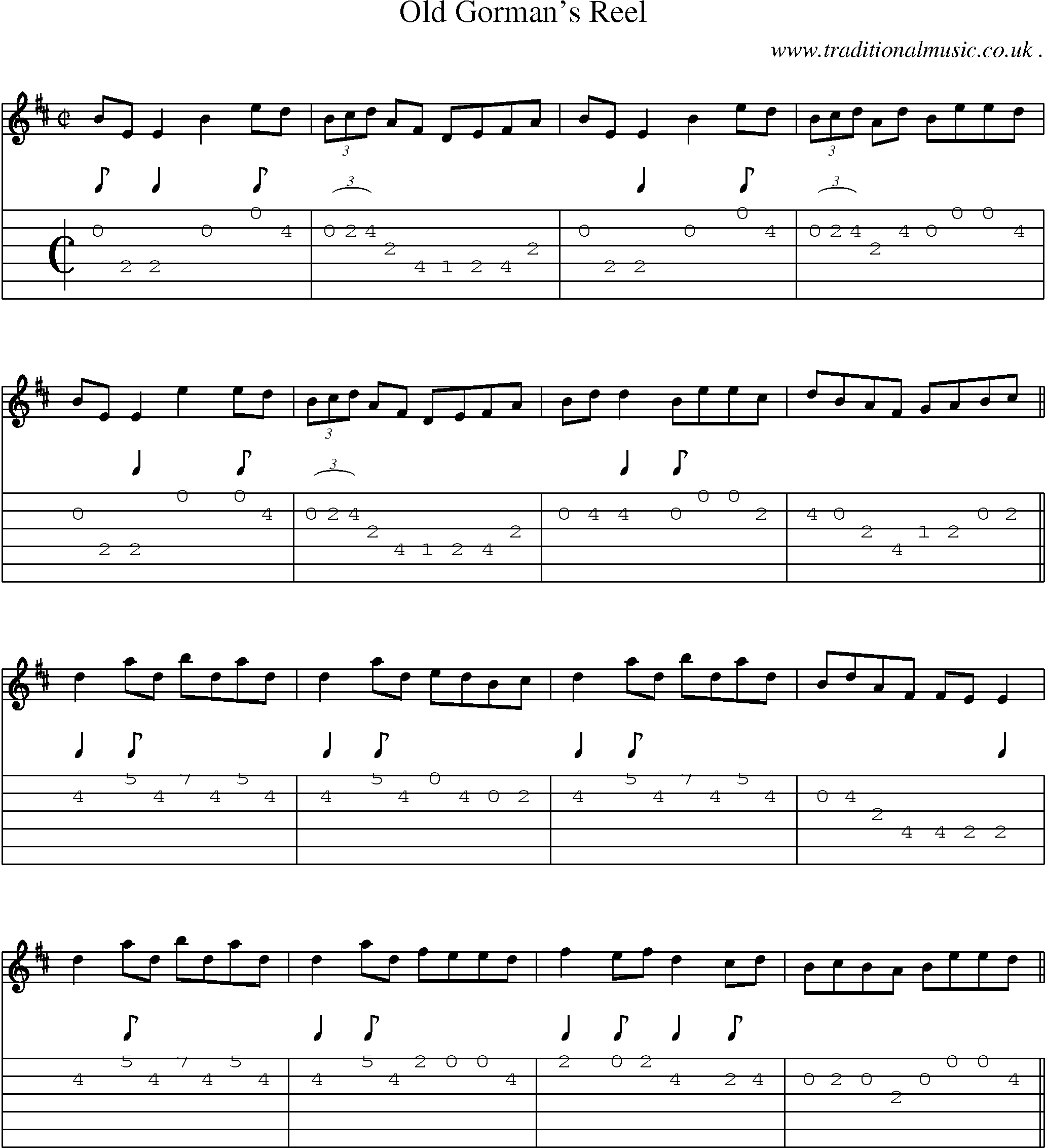 Sheet-Music and Guitar Tabs for Old Gormans Reel