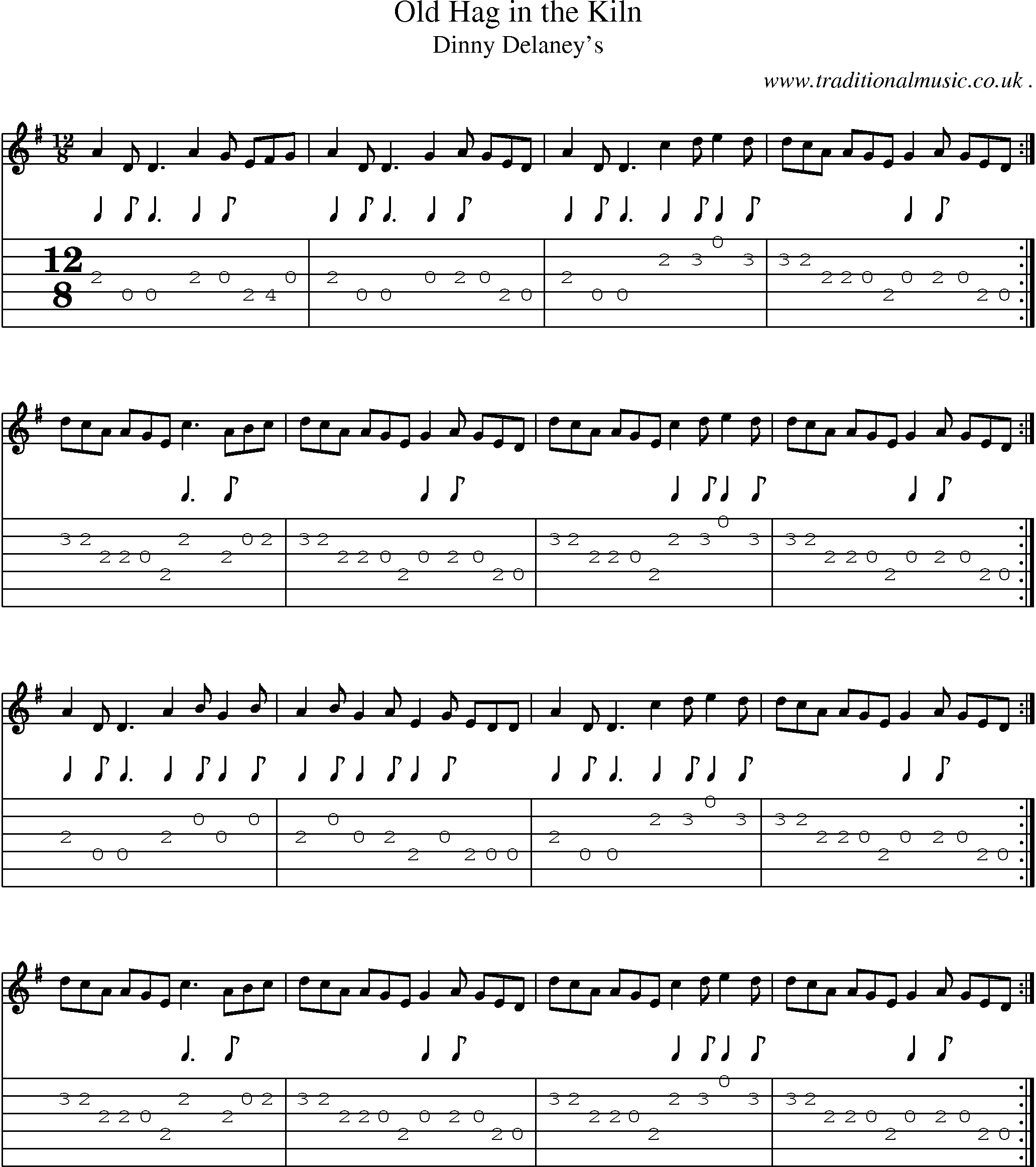 Sheet-Music and Guitar Tabs for Old Hag In The Kiln