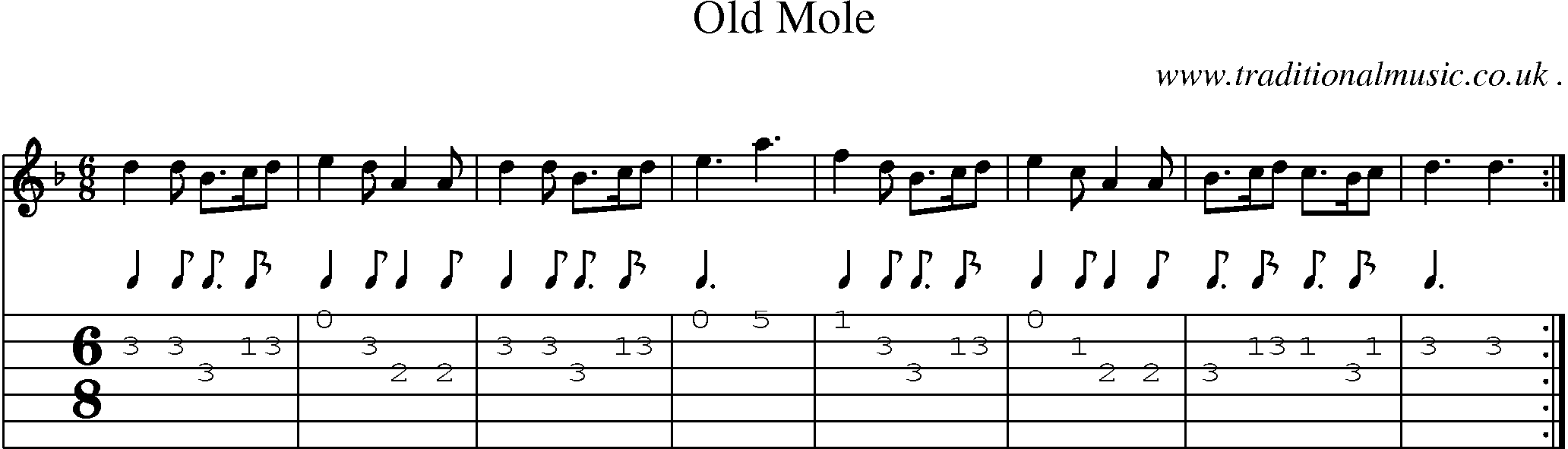 Sheet-Music and Guitar Tabs for Old Mole