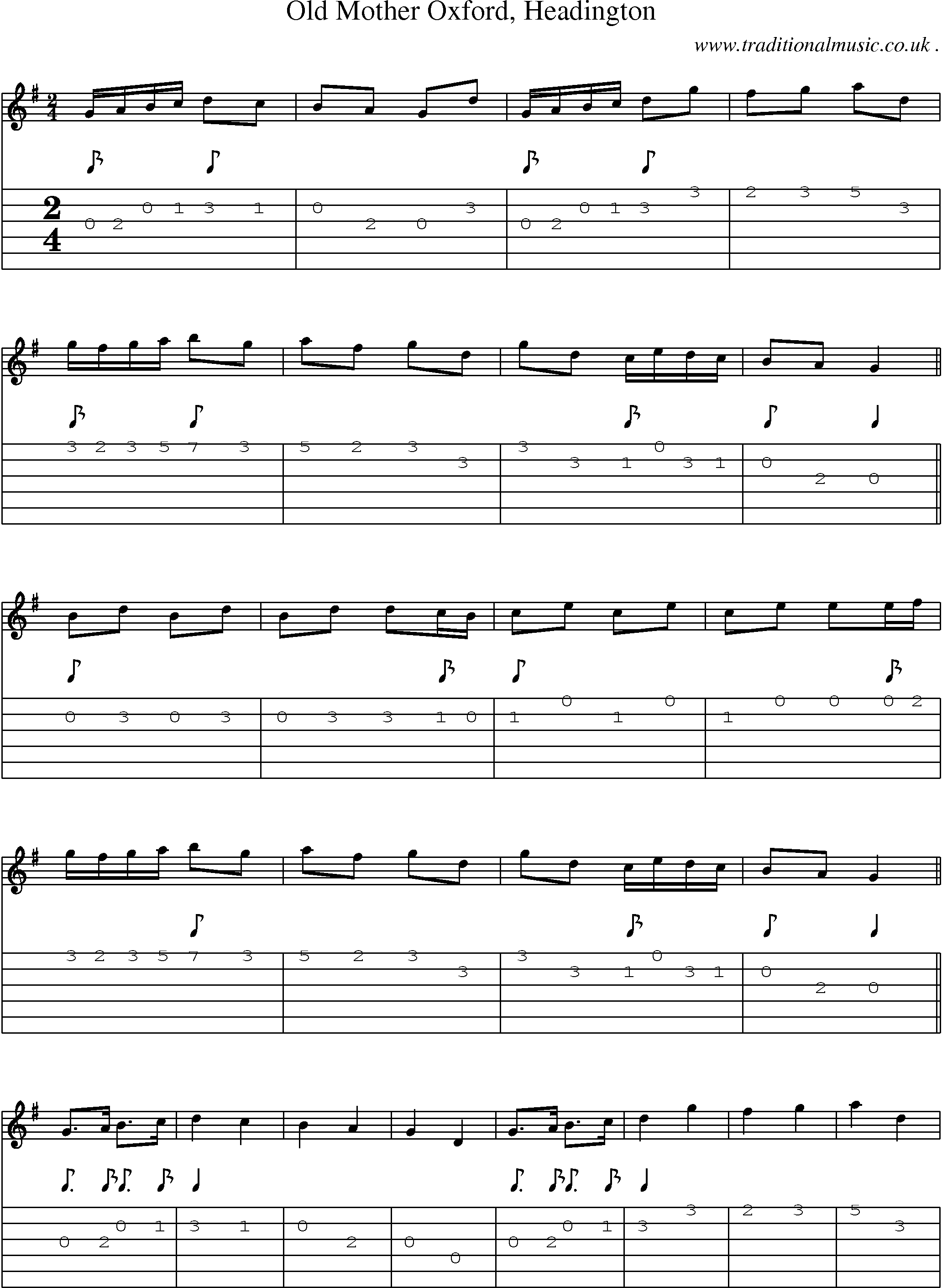 Sheet-Music and Guitar Tabs for Old Mother Oxford Headington